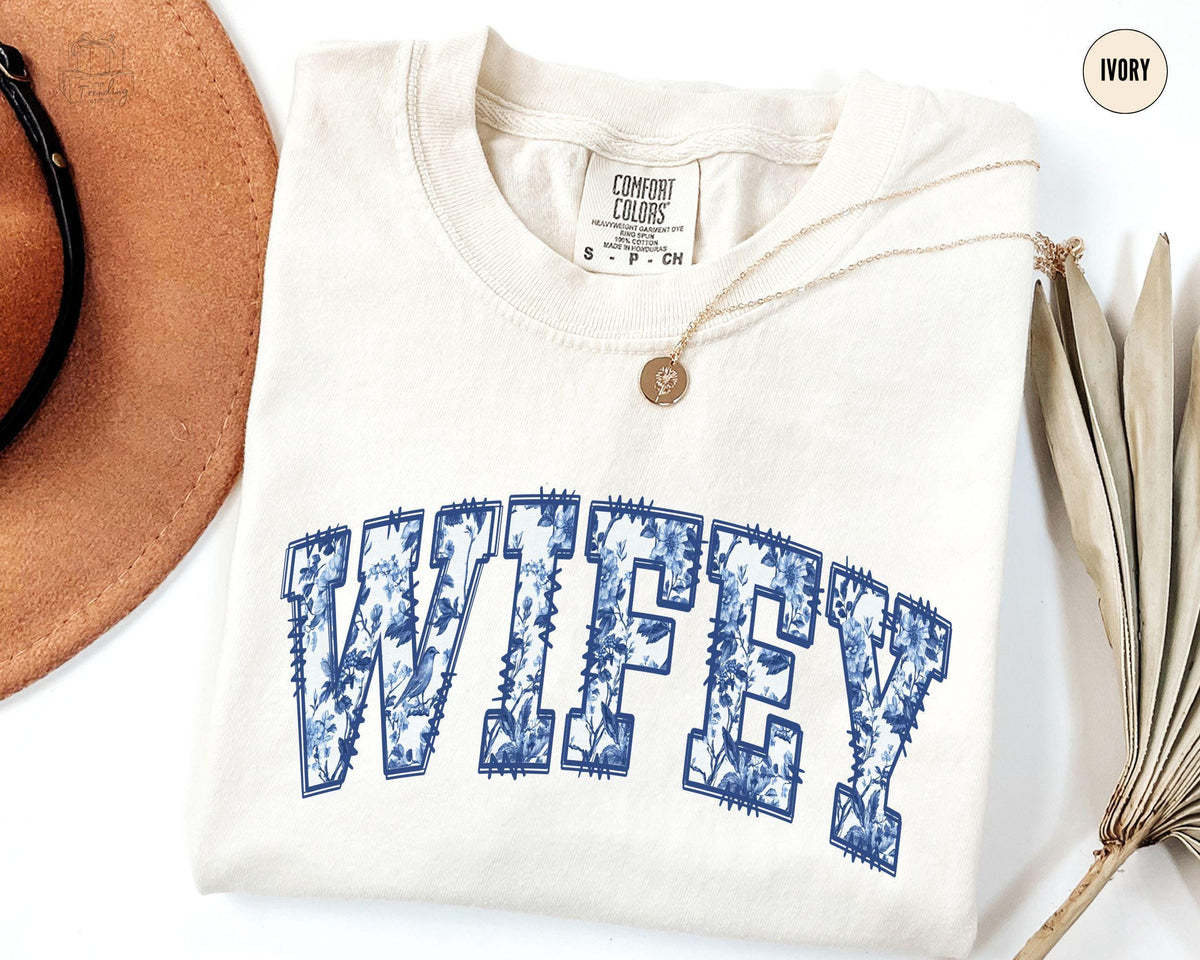Chinoiserie Wifey Shirt New Bride Shirt Toile Bridal Shower Gift Getting Ready Wedding Tee Honeymoon TshirtFiance Engagement Shirt Graphic Tee – Soft Feel · Must-Have Style