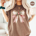 Toile Bow Christmas Shirt Pink Toile De Jouy Christmas Shirt Coquette Christmas Shirts Christmas Bow Graphic Tee – Bold Style · Perfect For Daily Wear