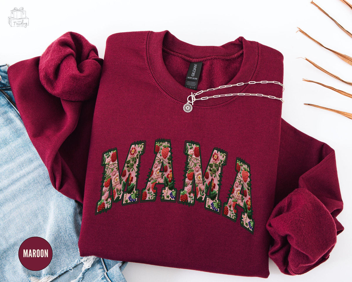 Floral Strawberry Mama Sweatshirt Strawberry Mom Sweater First Mothers Day Gift For Mama Crewneck Mommy Baby Announcement New Mom Gift Sweatshirt – Easygoing Wear · Must-Have Style