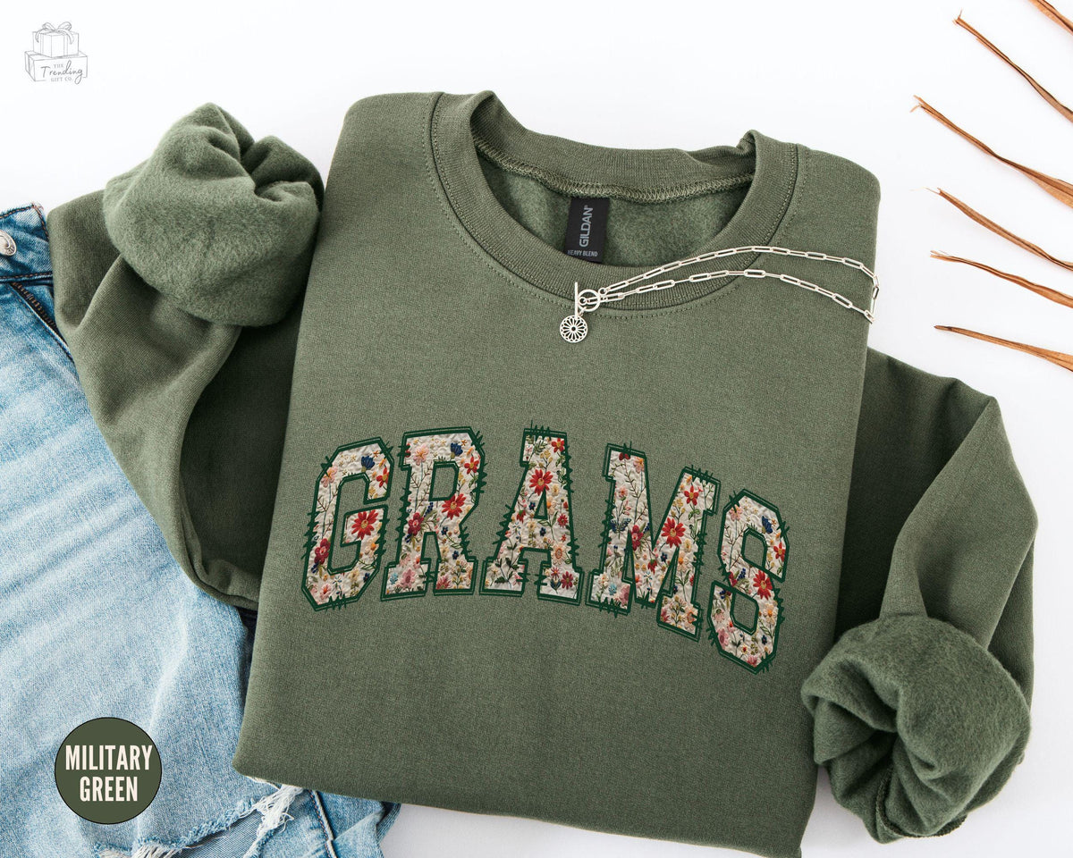 Floral Grams Sweatshirt Christmas Grams Gifts Custom Grandma Birthday Gift Grams Sweater Mothers Day Gift For Grams Crewneck Sweatshirt – Feel-Good Design · Must-Have Style