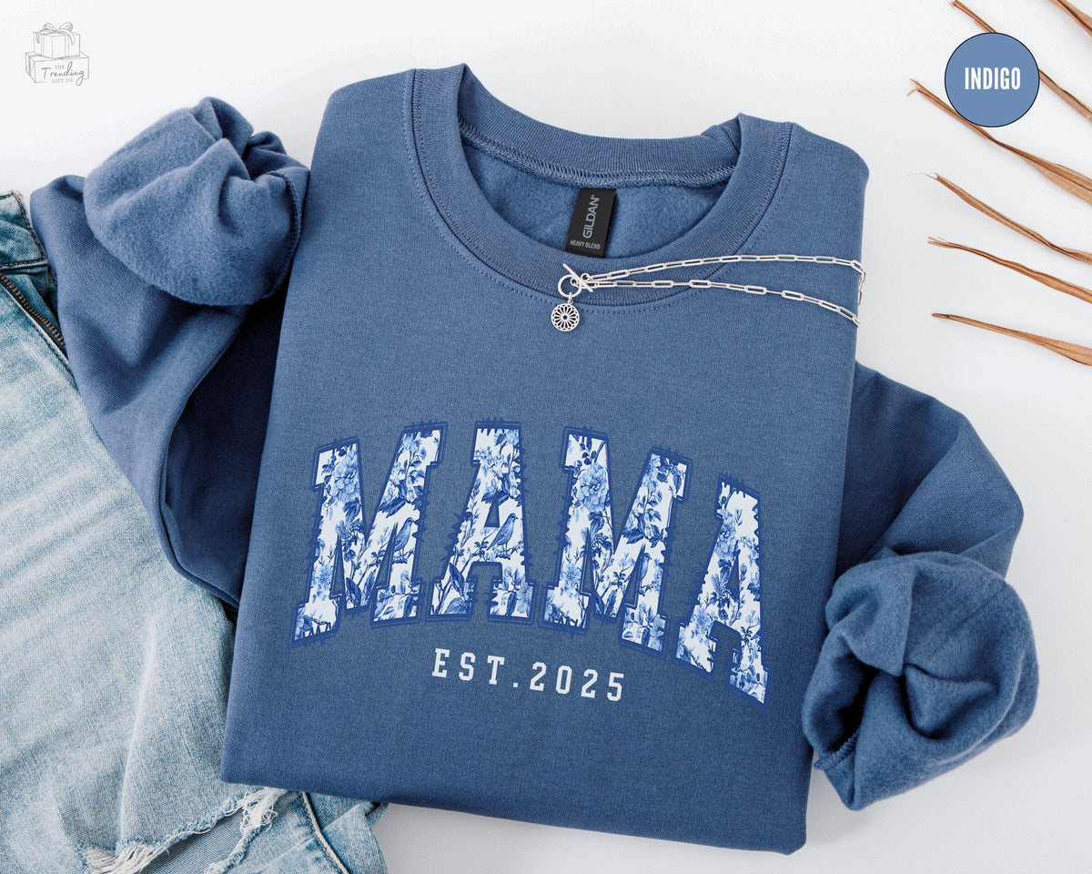 Floral Mama Est Shirt Toile De Jouy Custom Mama SweatshirtFirst Mothers Day CrewneckNew Mom Baby Announcement GiftCoquette Mama Sweater Sweatshirt – Feel-Good Design · Top Pick For Any Outfit
