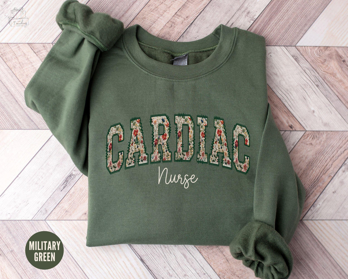 Cardiac Nurse Sweatshirt Floral Cardiac Nurse Crewneck Heart Nurse Sweater Cardiology Nurse Gifts Cvicu Shirt Nurse Week Gift Sweatshirt – Soft Feel · Must-Have Style