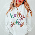 Faux Glitter Holly Jolly Sweatshirt Christmas Sweater Trendy Christmas Shirt Christmas Sweatshirts Holiday Shirts Holiday Party Sweatshirt – Everyday Comfort · Great Gift For Fans