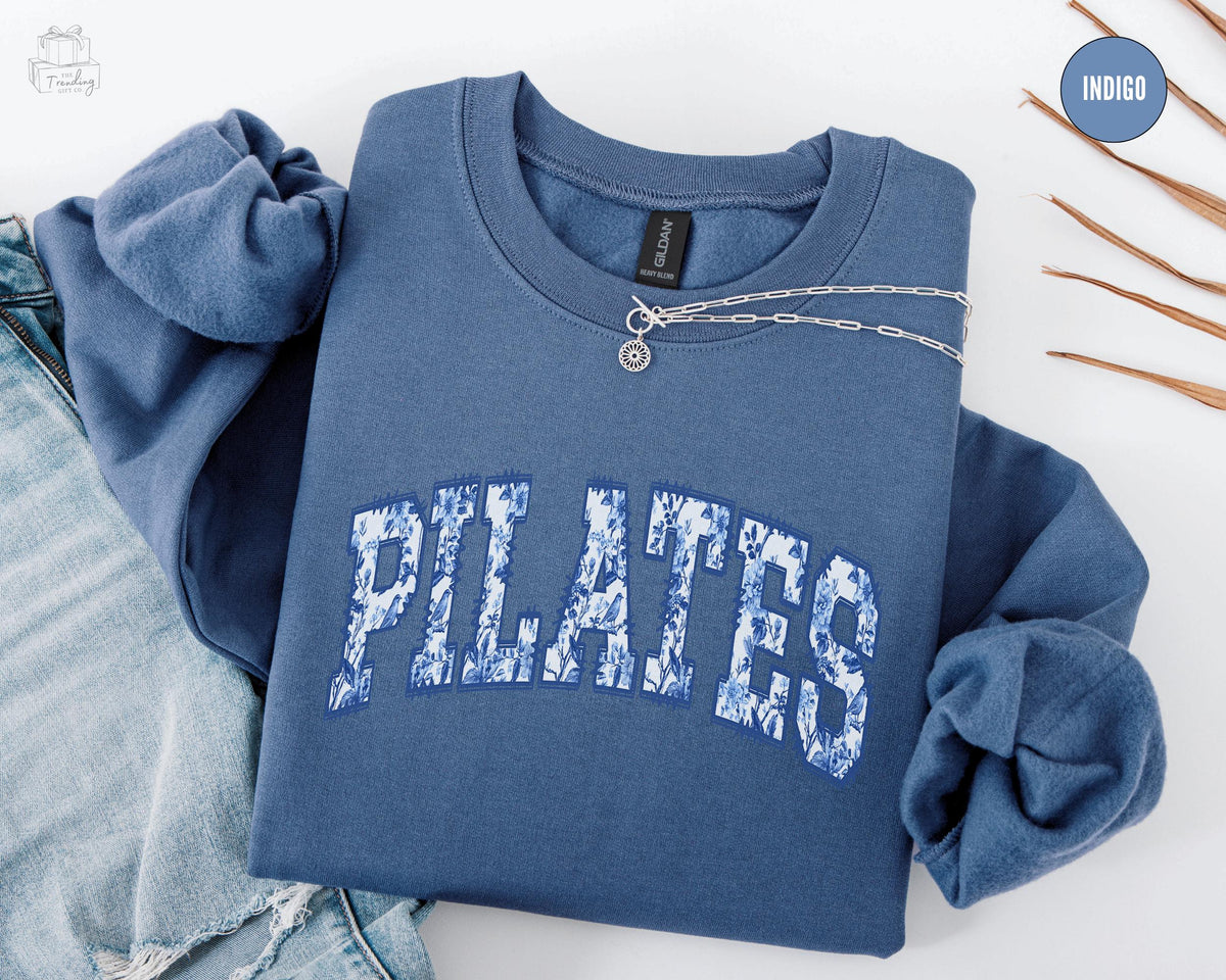 Toile De Jouy Pilates Sweatshirt Floral Pilate Instructor Gifts Pilates Mom Sweat Shirt Pilates Lover Sweater Pilates Coach Crewneck Sweatshirt – Everyday Comfort · Top Pick For Any Outfit