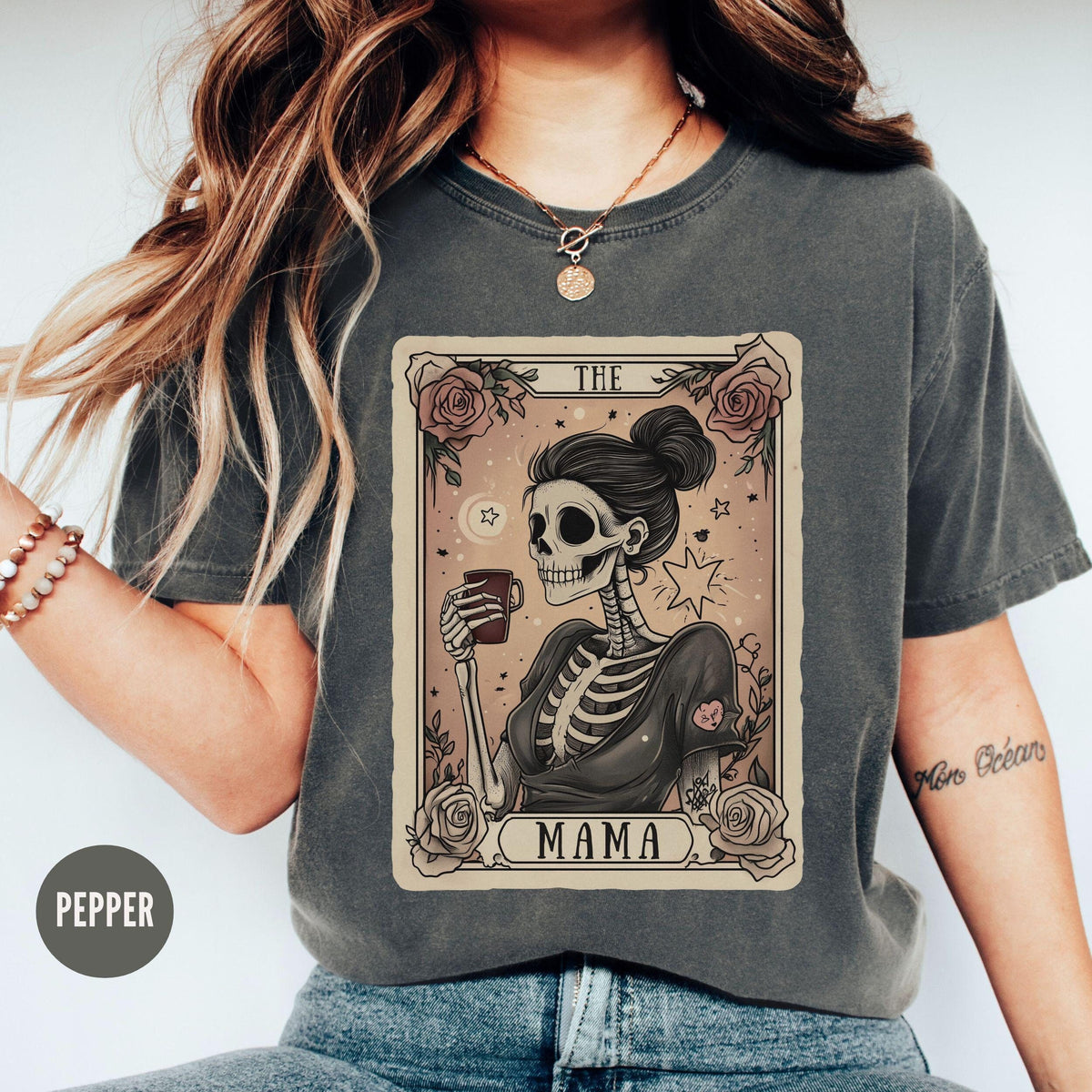 The Mom Tarot Card Shirt Skeleton Mom Tshirt Celestial Mama Shirt Coffee Lover Witchy Vibes TeeMother39s Day Gift Shirts Graphic Tee – Premium Graphic · Trending Graphic Apparel