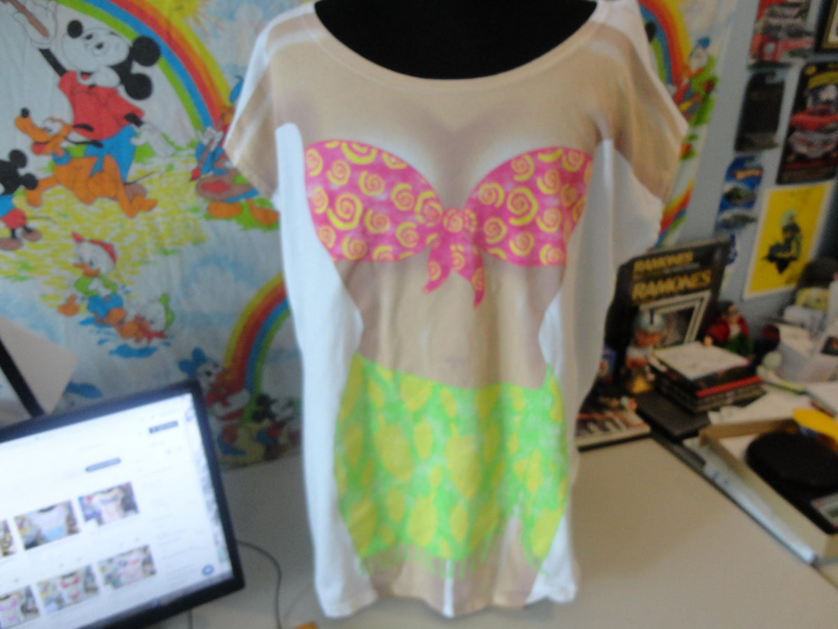 Vintage 9039s Hawaiian Dancer Hula Girl Bikini Cover Up beach T Shirt Size Plus Size Graphic Tee – Easygoing Wear · High-Quality Print