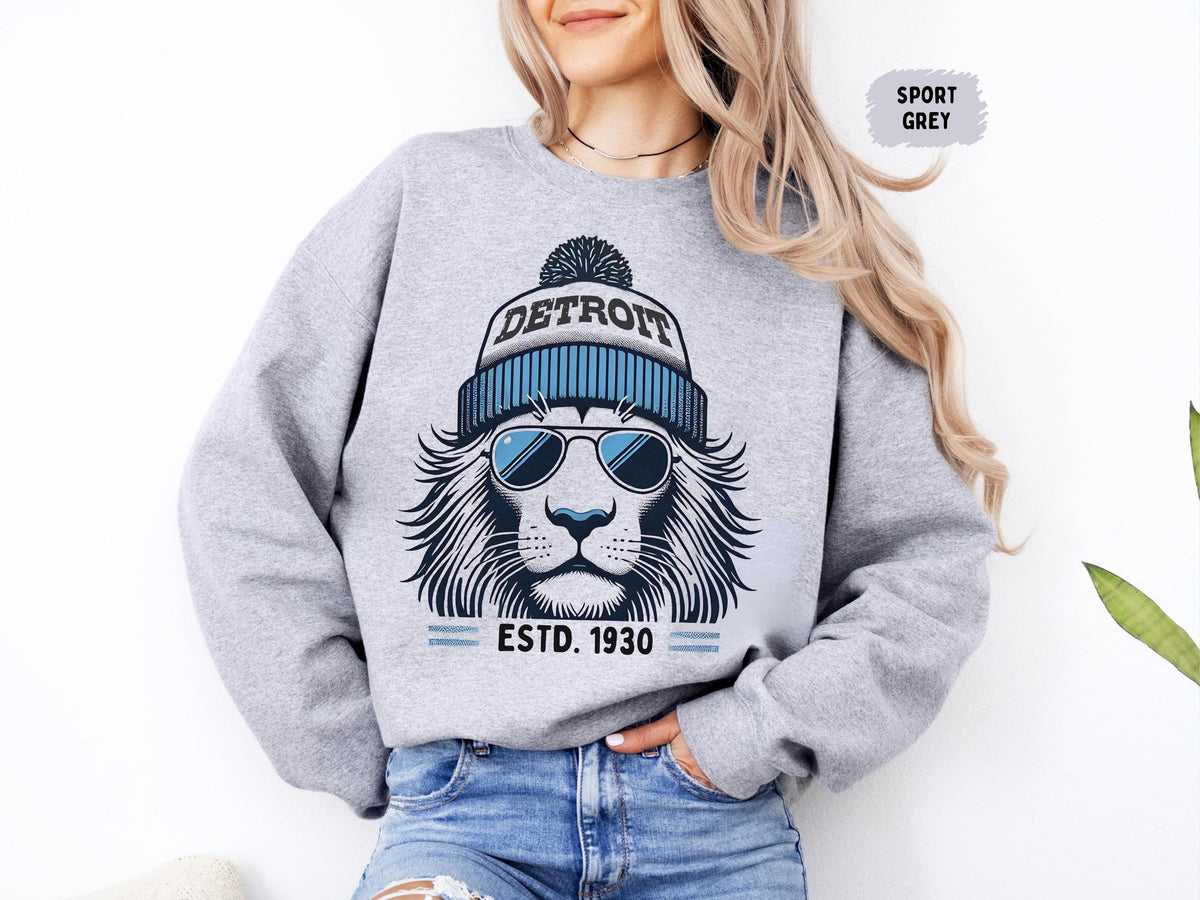 Detroit Football Sweatshirt Fan Apparel Team Spirit Fanwear Sporty Crewneck Jumper Gift for Football Fans Lion Fan Gear Sweatshirt – Warm & Stylish · Must-Have Style