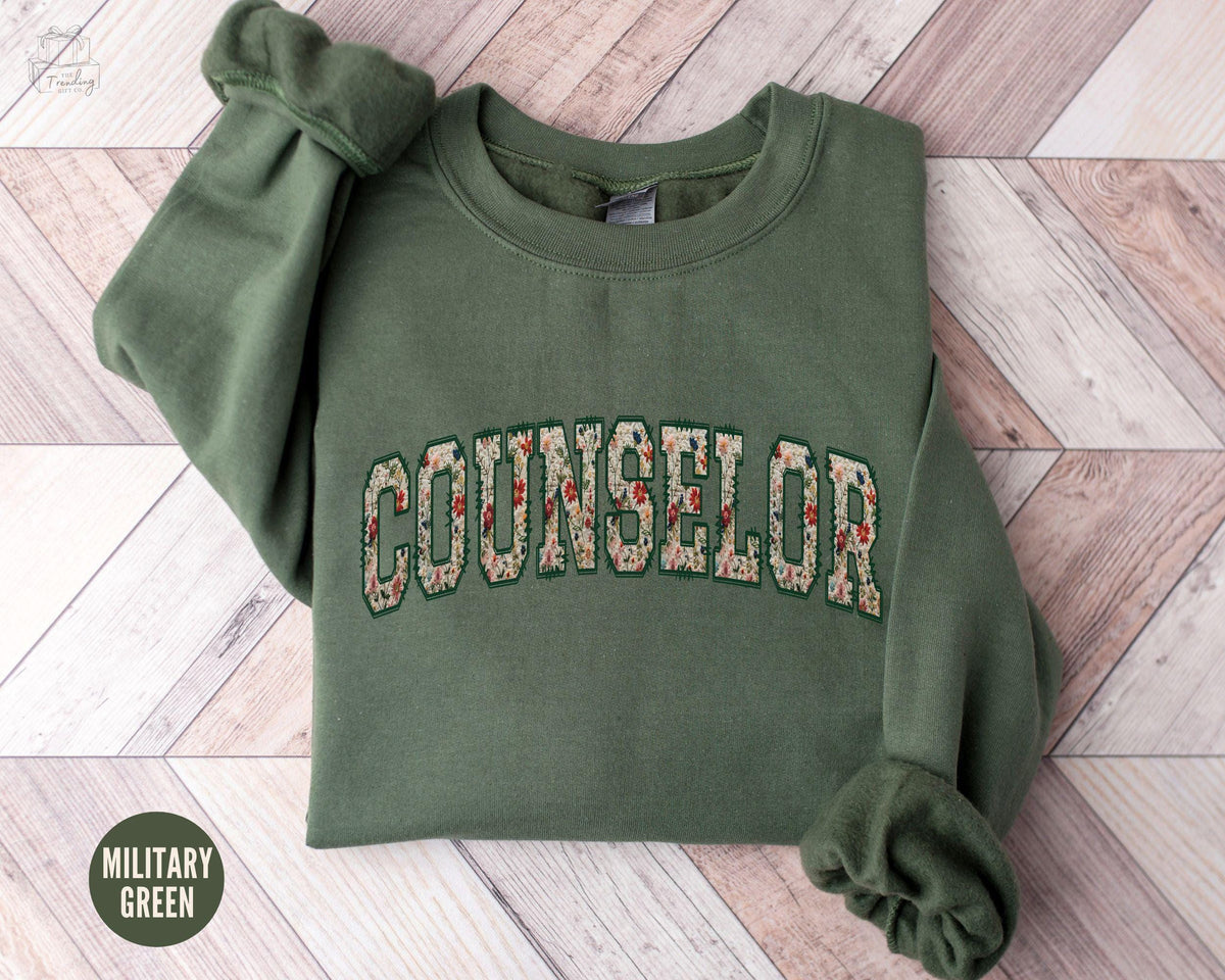 Floral Counselor Sweatshirt School Counselor Gift School Counselor Sweater Back To School Shirts Counselor Appreciation Crewneck Sweatshirt – Soft Feel · Great Gift For Fans