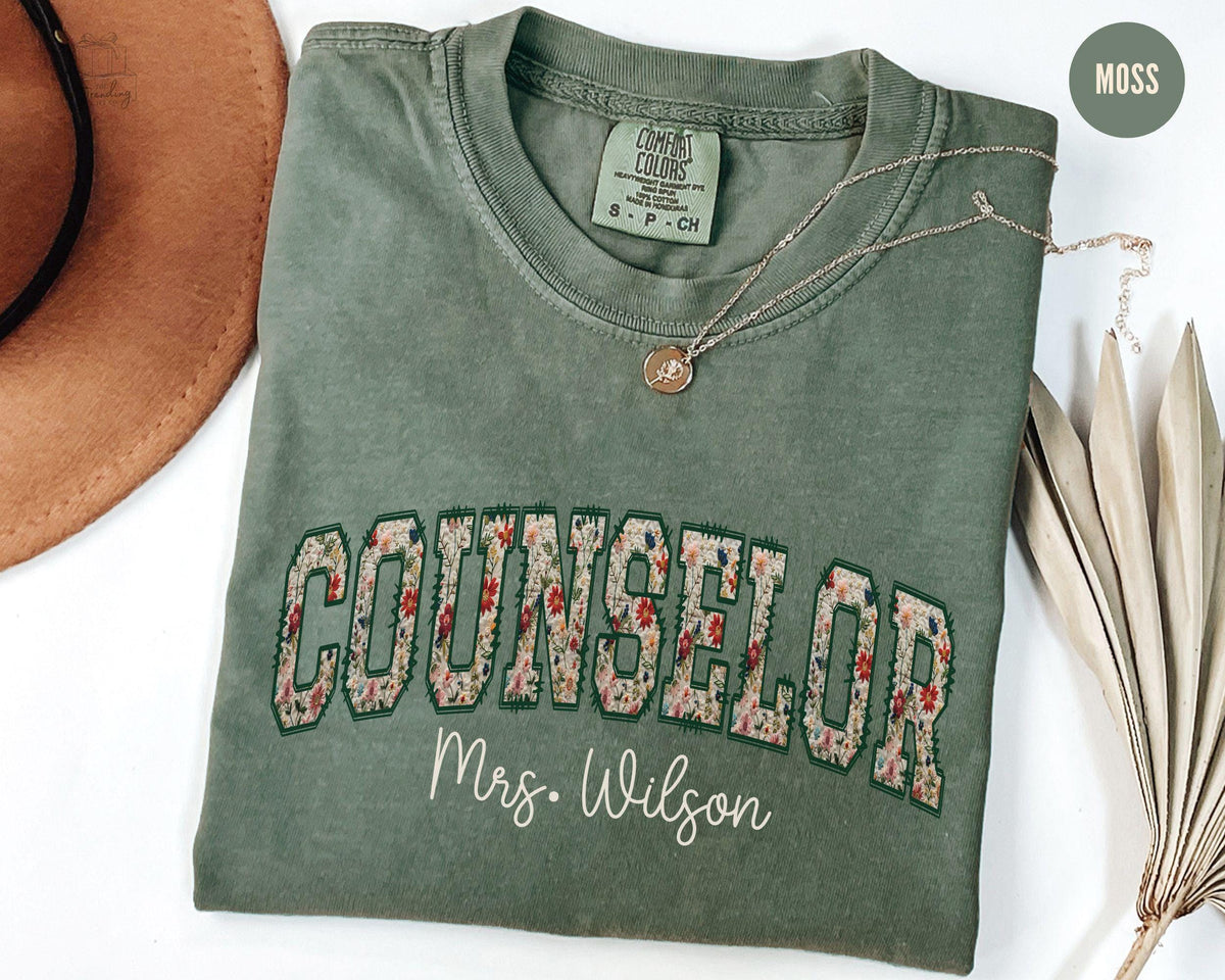 Custom Counselor Shirt Personalized Counselor Gift Floral School Psychologist Tshirt Counselor Appreciation Tee Graphic Tee – Cozy Vibes · Perfect For Daily Wear