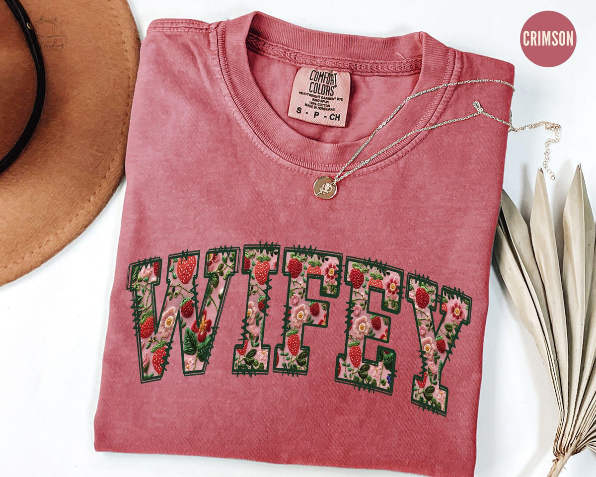 Floral Wifey TShirtNew Bride Strawberry Shirt Bridal Shower Gift Getting Ready Wedding Tee Honeymoon TshirtFiance Engagement Shirt Graphic Tee – Cozy Vibes · Great Gift For Fans