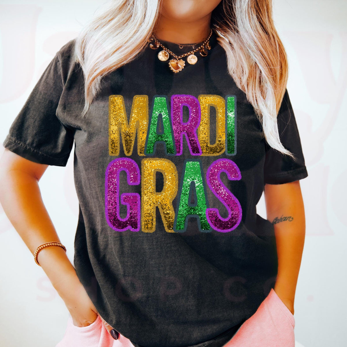 Faux Chenile Patch Mardi Gras Shirt Mardi Gras Tshirt Mardi Gras Shirt Fat Tuesday Shirt Fat Tuesday Tshirt Mardi Gras Party Graphic Tee – Warm & Stylish · Top Pick For Any Outfit