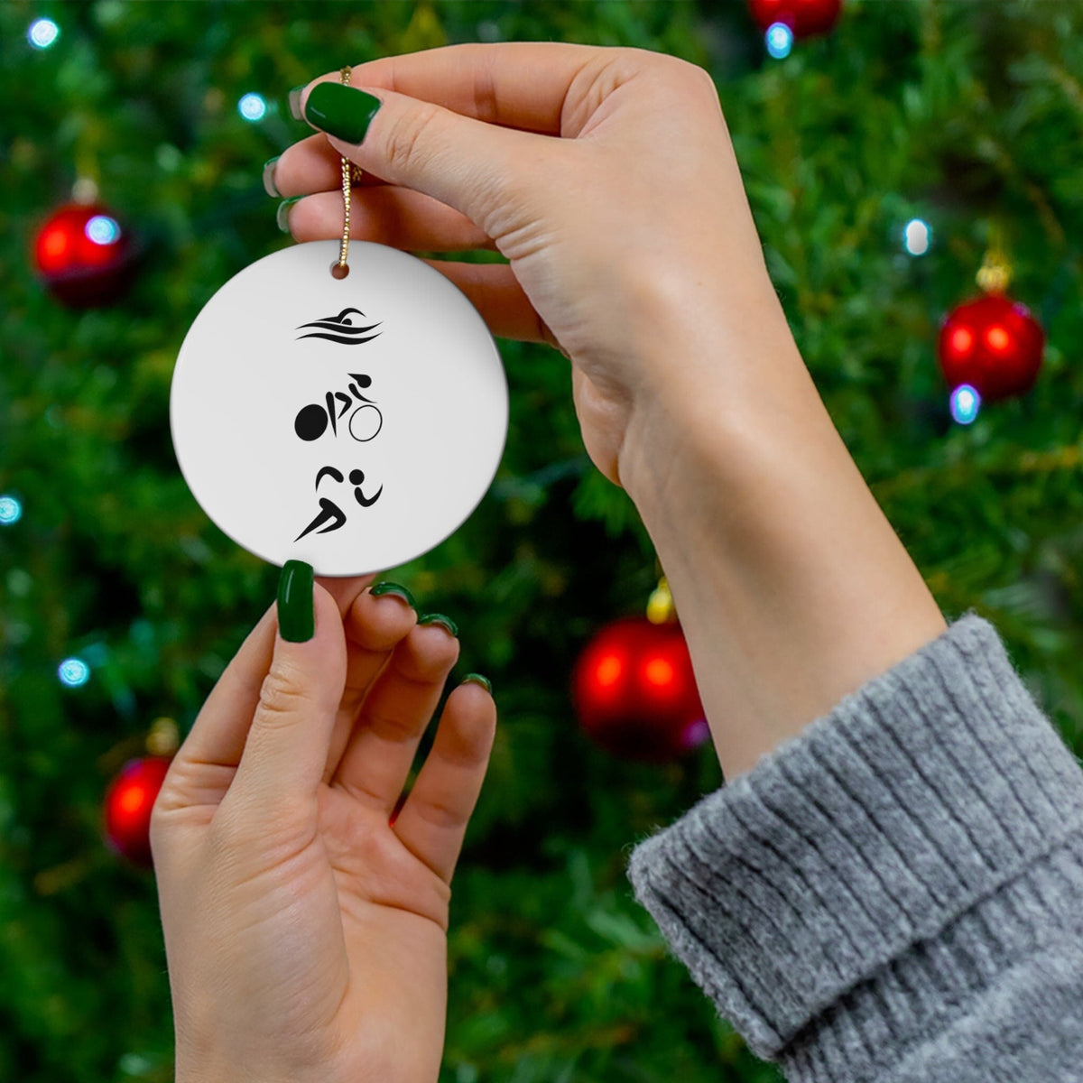 Triathlon Style Logo Ceramic Ornament Holiday Gifts Christmas Gifts Tree Ornament Graphic Tee – Everyday Comfort · Top Pick For Any Outfit