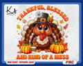 Thankful Blessed Kind Of A Mess Turkey Png Cute Thanksgiving Coffee Png Friendsgiving Png Friendsgiving Gift For Friend Fall Turkey Png Graphic Tee – Warm & Stylish · Must-Have Style