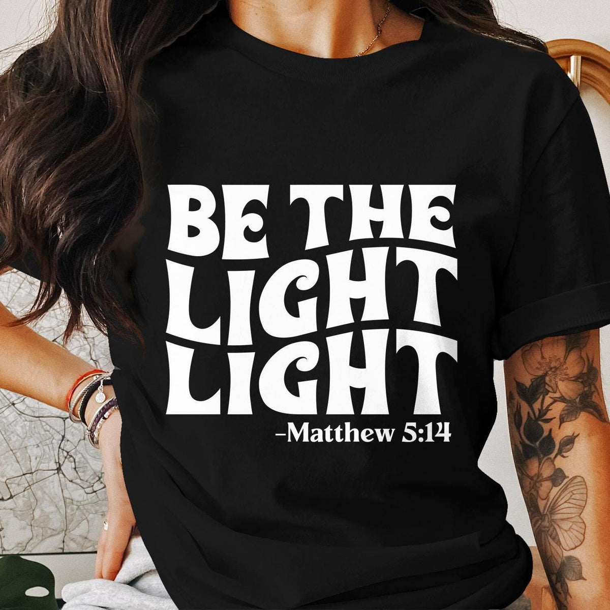 Inspirational Christian T Shirt Be The Light Matthew 5 Bible Verse Motivational Faith Graphic Tee Religious Quote Shirt Graphic Tee – Everyday Comfort · Must-Have Style