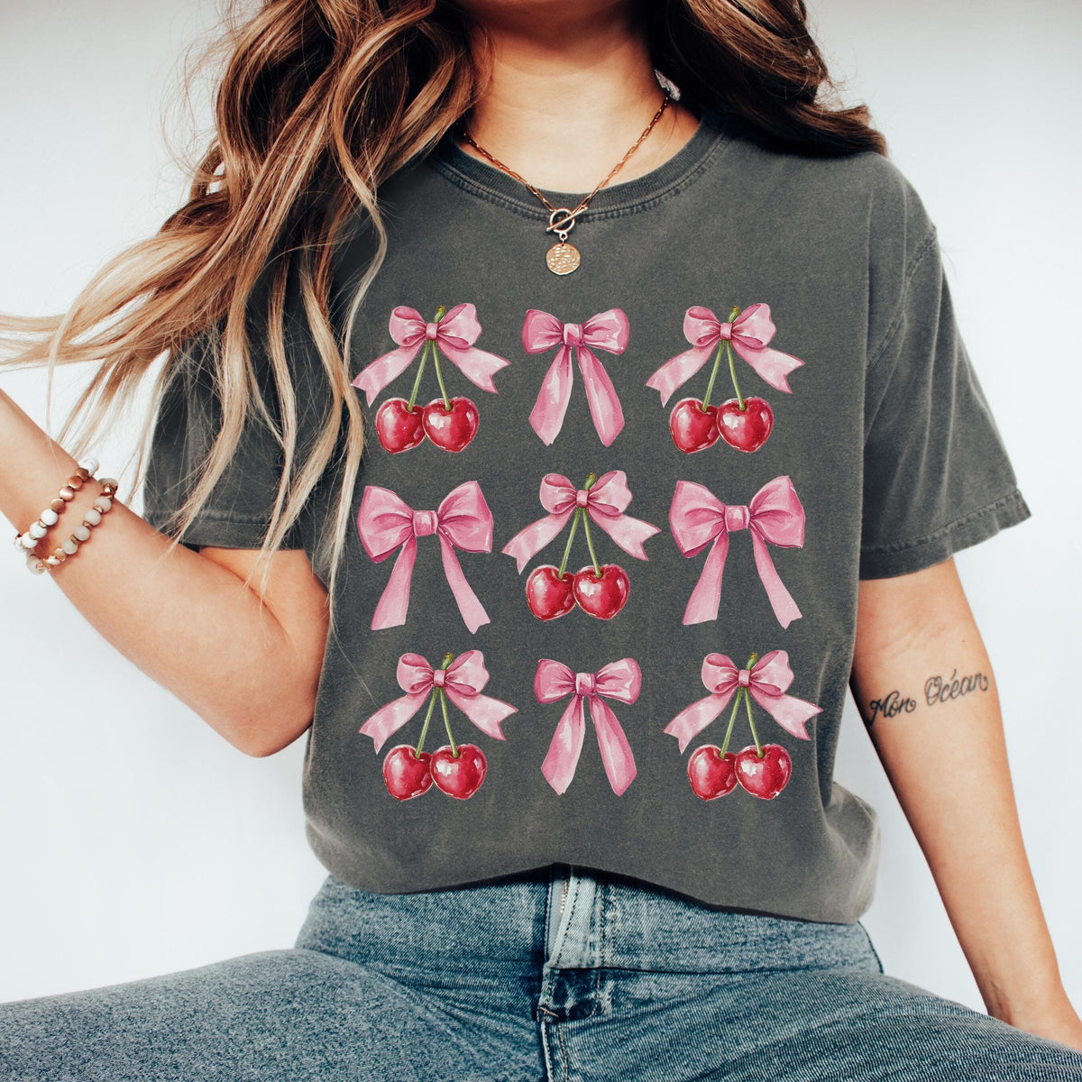 Coquette Cherry and Bow Shirt Aesthetic Cherry Shirt Cute Ribbon Shirt Soft Girl Era Shirt Aesthetic Cherries Shirts Cherry Coquette Graphic Tee – Soft Feel · Top Pick For Any Outfit