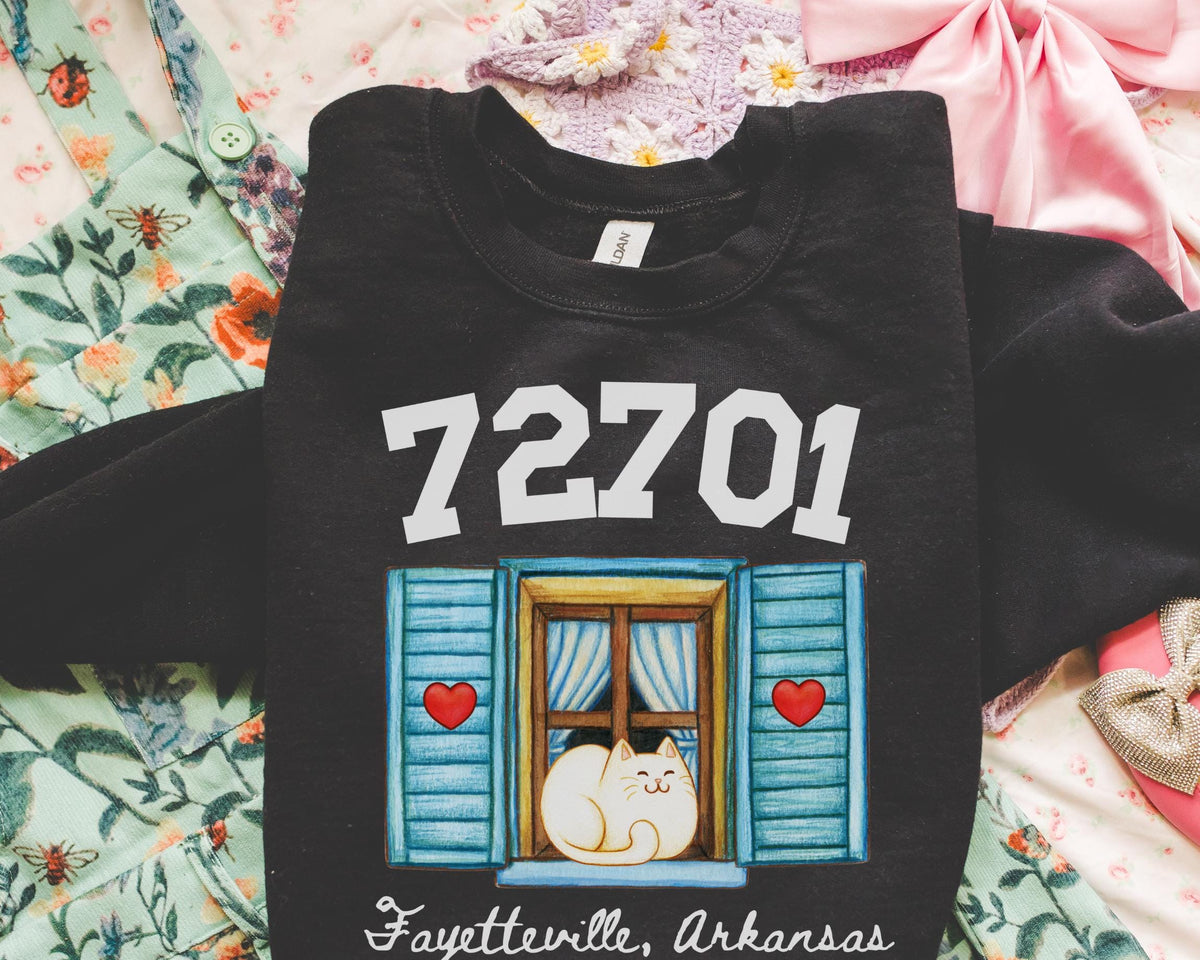 Fayetteville Arkansas Sweatshirt for Cat Mom or Cat Dad Adorable Y2K aesthetic Cat Lover Shirt for Friend Who Lives in Northwest Arkansas Sweatshirt – Fan Favorite · Must-Have Style