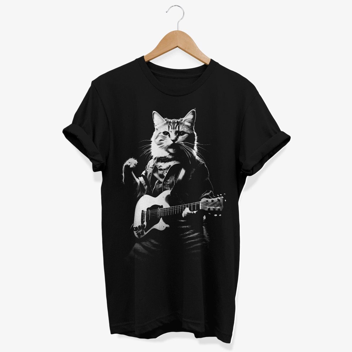 Cat Playing Electric Guitar T shirt Funny Guitar Player Cat Graphic Tee Cool Music shirt Feline Rocker Design for Cat Lovers Gift Graphic Tee – Aesthetic Look · Perfect For Daily Wear