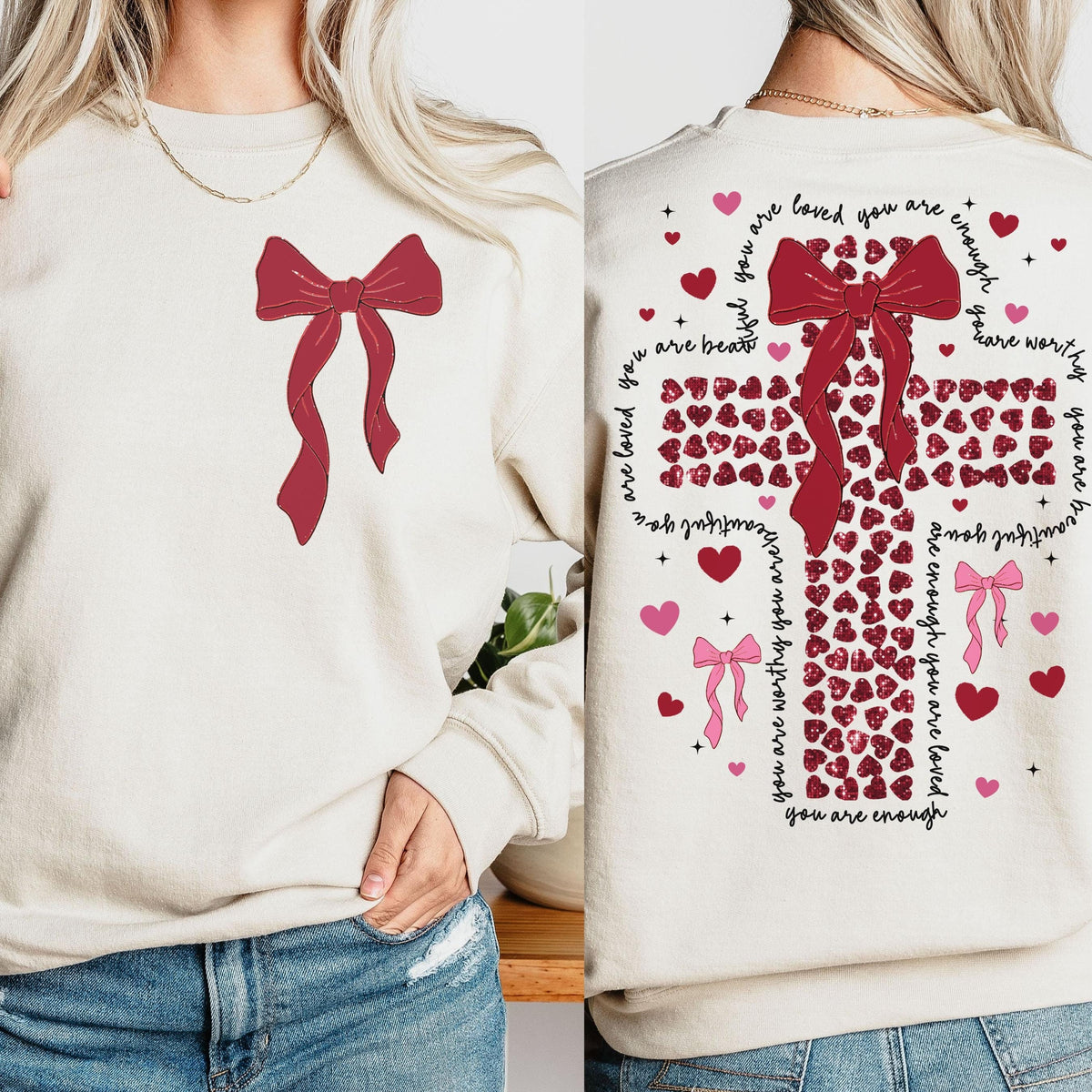 Cross Sweatshirt Religious Sweatshirt Back and Front Print Christian Aesthetic Christian Apparel Faith Based Gift Sweatshirt – Aesthetic Look · Perfect For Daily Wear