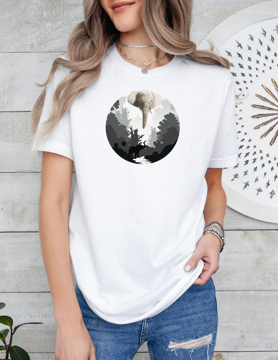 Majestic Elephant Tee Safari Adventure Tshirt Animal lovers Graphic Tee – Feel-Good Design · Great Gift For Fans