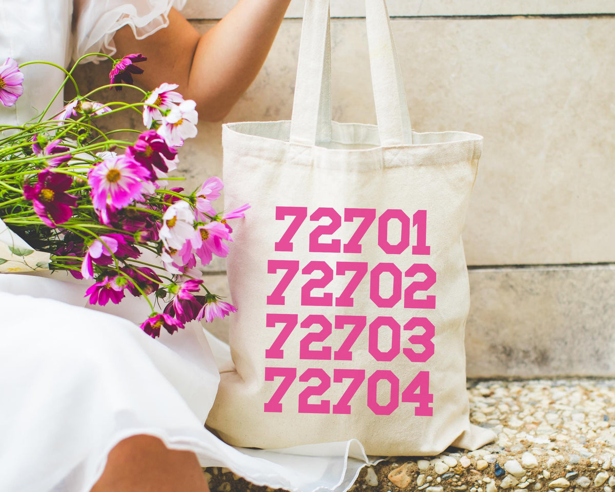 Fayetteville Arkansas Tote Bag with Fayetteville Zip Codes 72701 to 72704 Cute Northwest Arkansas Tote for Friend Who Loves Fayetteville Tote Bag – Bold Style · Great Gift For Fans