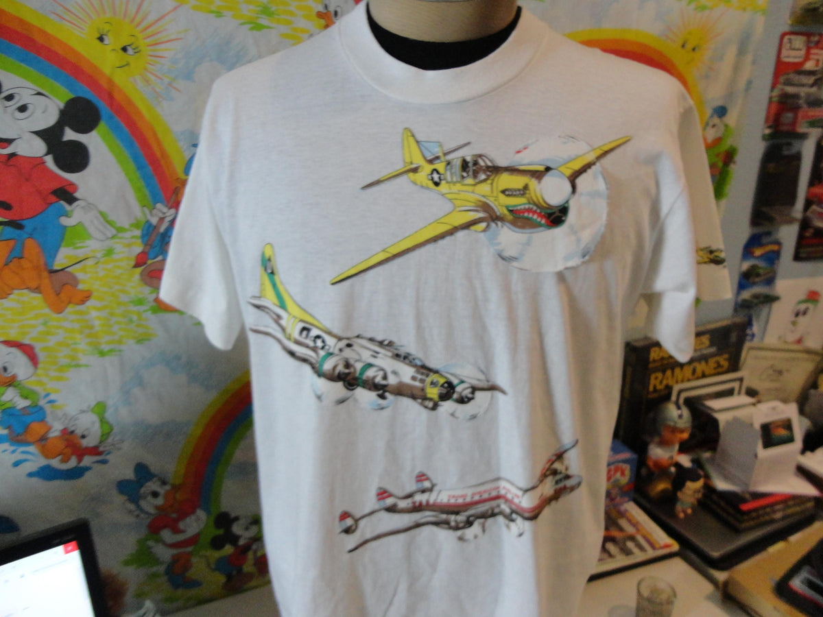 Vintage 8039s Military Fighter Pilot Airplane Single Stitch T Shirt Fits Adult size L Graphic Tee – Cozy Vibes · Must-Have Style