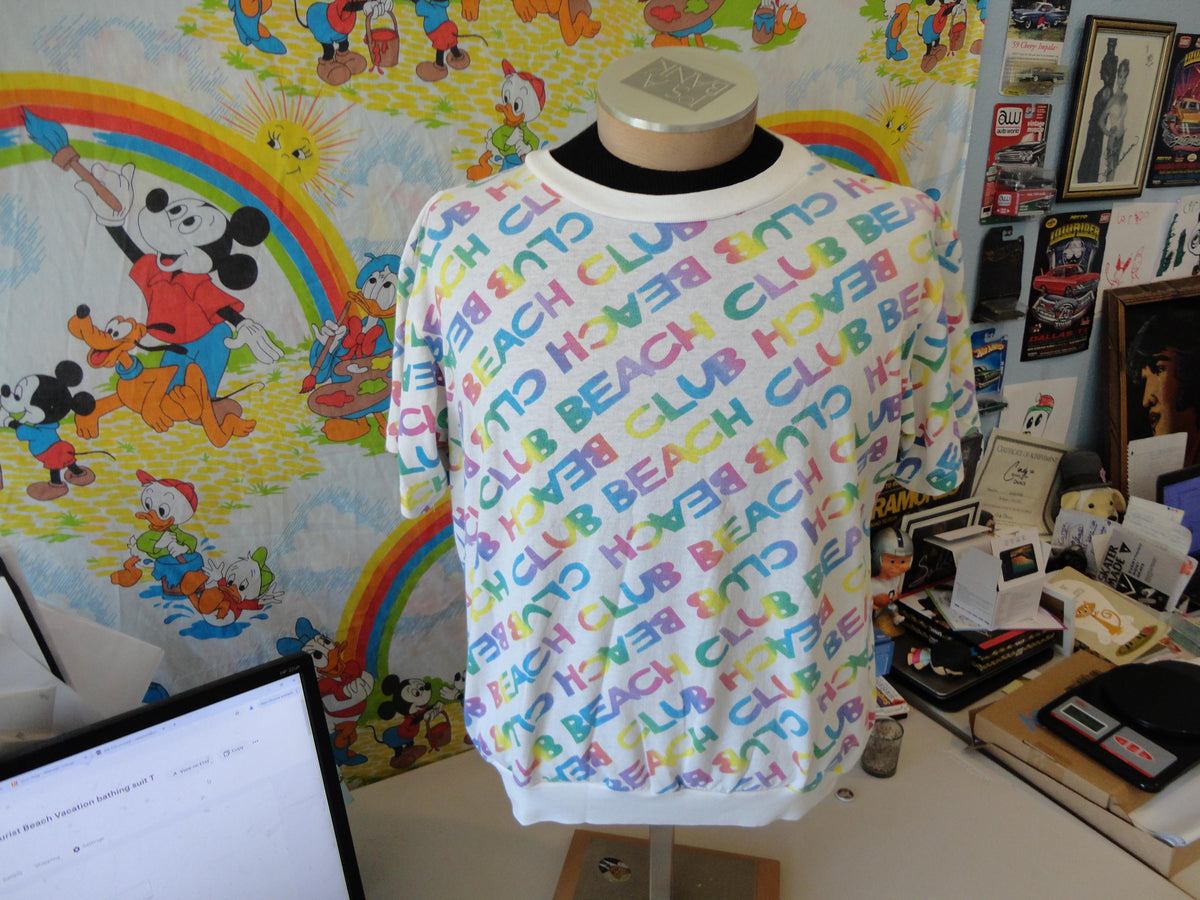 Vintage 8039s Beach Club AOP all over print T shirt Size L Graphic Tee – Soft Feel · Trending Graphic Apparel