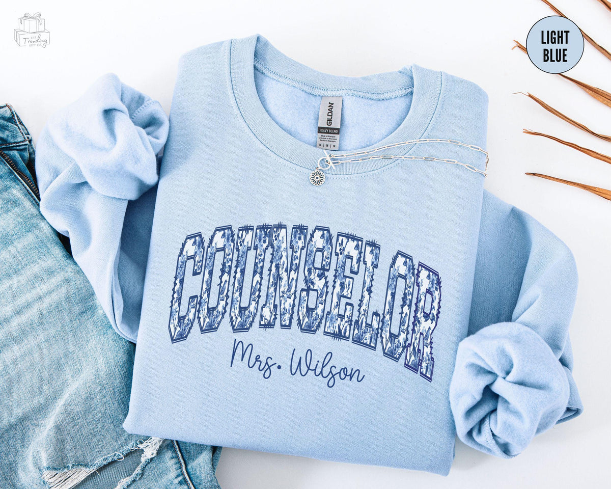 Personalized Counselor Sweatshirt Chinoiserie Custom School Counselor Gift Toile Back To School SweaterCustom Guidance Counselor Crewneck Sweatshirt – Cozy Vibes · Trending Graphic Apparel