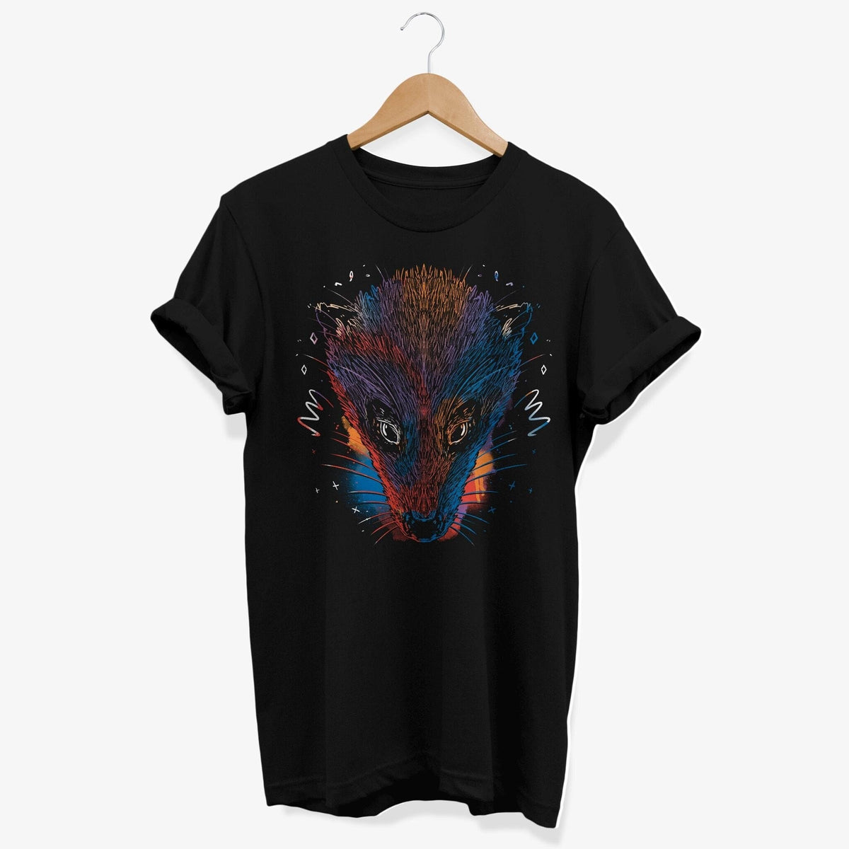 Colorful Opossum Art T shirt Vibrant Possum Artistic Graphic Tee Shirt Forest Animal Sketch Illustration Graphic Tee – Warm & Stylish · Must-Have Style
