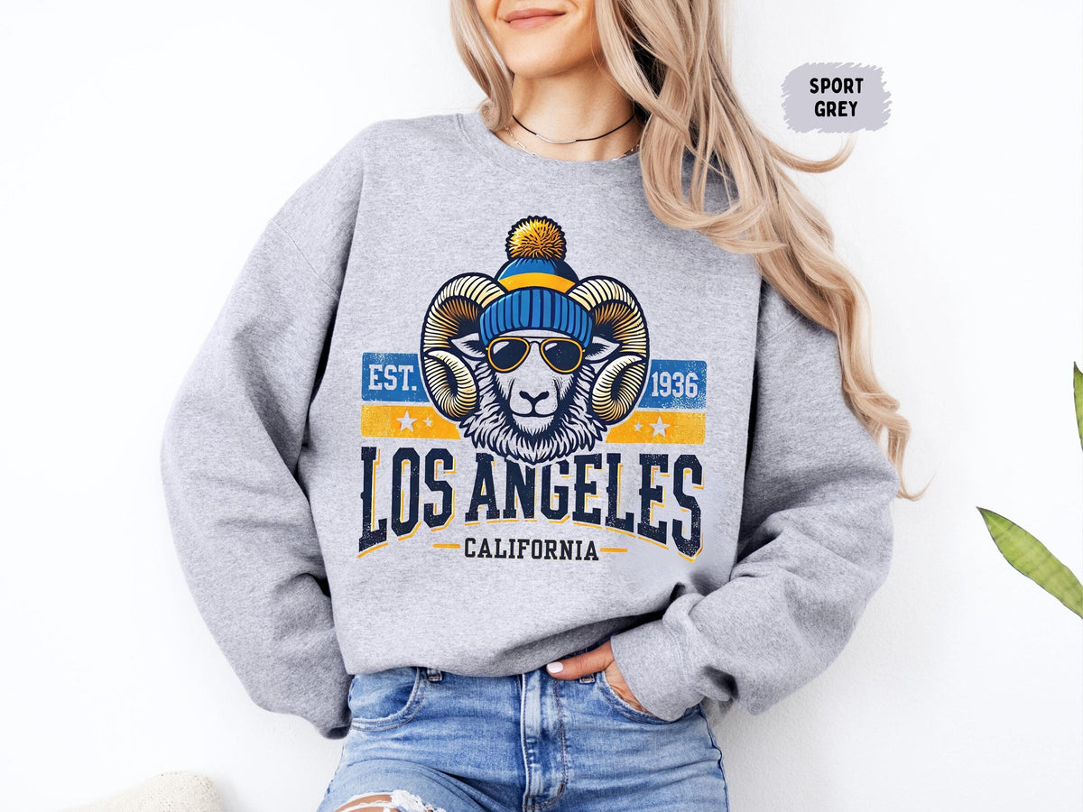 Los Angeles Football Unisex Sweatshirt Ram Sports Fan Crewneck Jumper LA Football Team Apparel Gift for Football Fans Sports Lover Tops Sweatshirt – Soft Feel · Trending Graphic Apparel