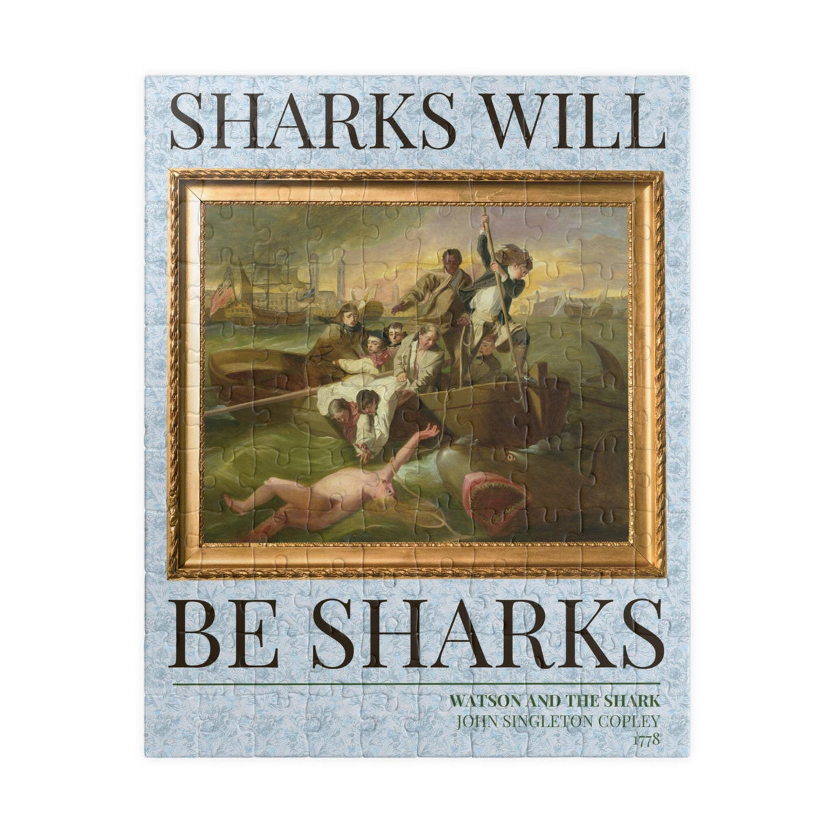 Maritime History Puzzle for Marine Biologist Who Loves Sharks Watson and the Shark by John Singleton Copley Historic 19th Century Art Graphic Tee – Easygoing Wear · Perfect For Daily Wear