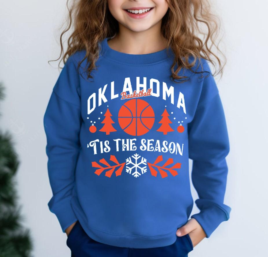 Oklahoma City Basketball Youth Sizes Shirt Oklahoma Basketball Tis The Season Sweatshirt Game Day Sweatshirt Christmas Gifts For Kids Sweatshirt – Easygoing Wear · Great Gift For Fans