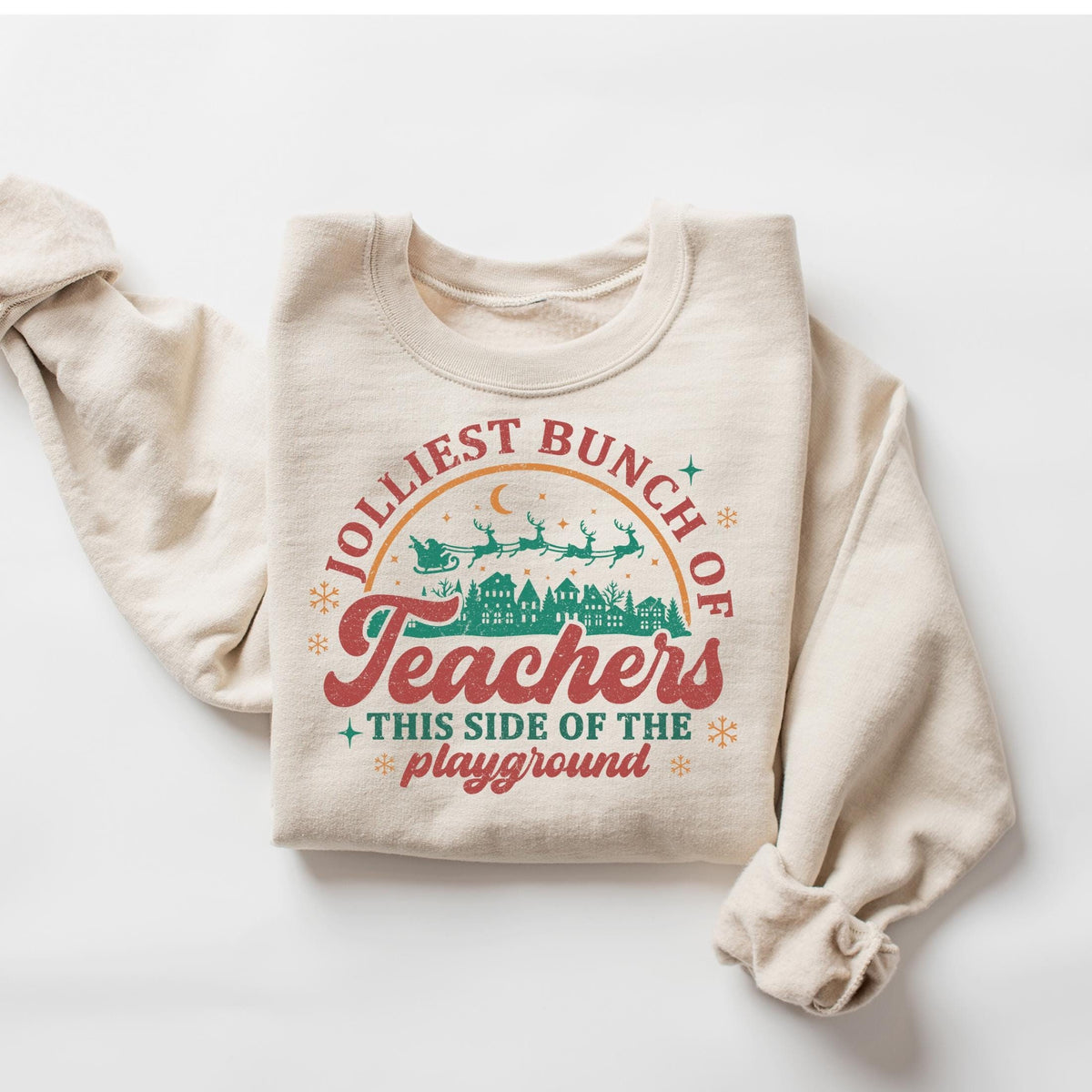 Jolliest Bunch Of Teachers This Side Of The Hallway Sweatshirt Teacher Christmas Shirt Teacher Christmas Gift Teacher Christmas Sweater Sweatshirt – Aesthetic Look · Trending Graphic Apparel