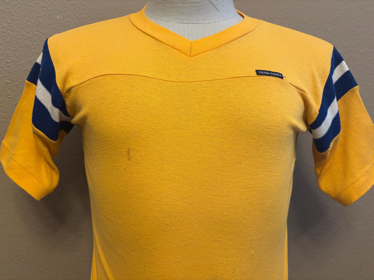 Vintage 8039s Pierre Bone Stripped Sleeve Vneck T Shirt S Graphic Tee – Fan Favorite · Top Pick For Any Outfit