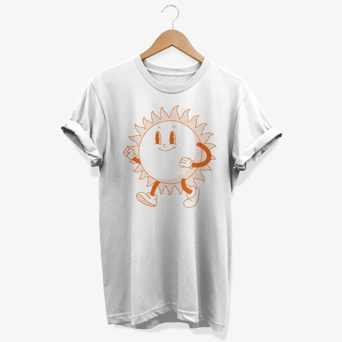 Retro Cartoon Style Happy Sun T shirt Cheerful Vintage Cartoon Sunny Graphic Tee Whimsical Sunshine Design for Summer Fashion Lovers Graphic Tee – Bold Style · Perfect For Daily Wear