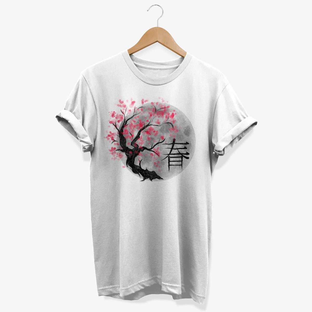 Japanese Aesthetic Cherry Blossom T Shirt Elegant Japanese Art Tee with Kanji Symbol Minimalist Spring Clothes for Nature Lovers Graphic Tee – Fan Favorite · Great Gift For Fans