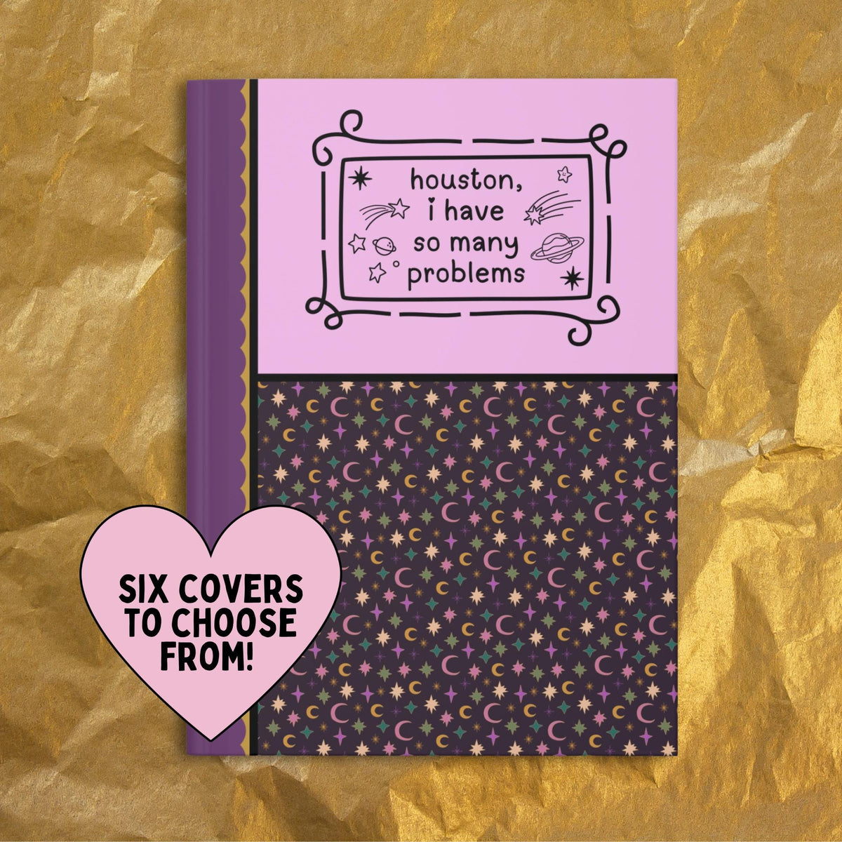 Cute Celestial 90s Vibe Notebook with Moons Funny Saying Journal with Stars Boho Dreamcore Diary for Daughter or Friend Who Loves Writing Graphic Tee – Fan Favorite · High-Quality Print