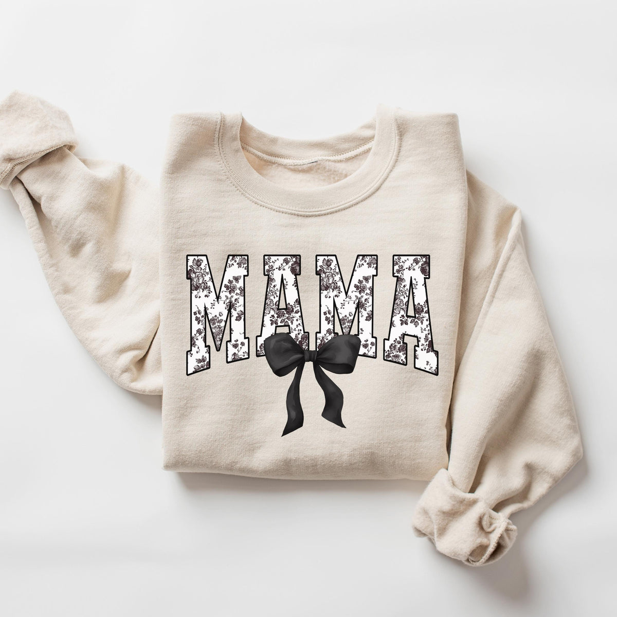 Mama Toile De Jouy Coquette Bow Sweatshirt Ribbon Shirt Coquette Shirt Girly Aesthetic Shirt Black Toile De Jouy Sweatshirt – Easygoing Wear · Perfect For Daily Wear
