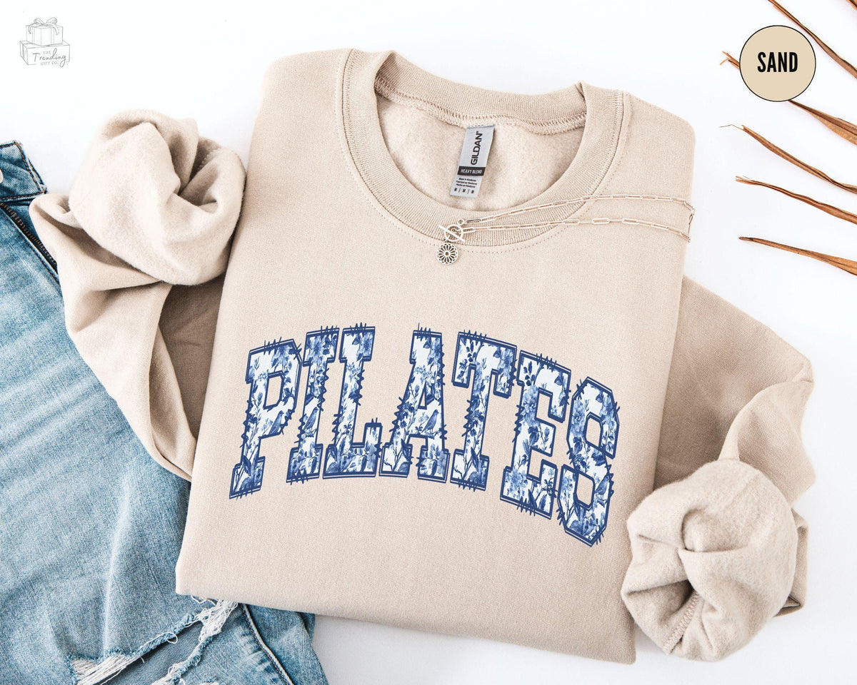 Chinoiserie Pilates Sweatshirt Floral Pilate Instructor Gifts Pilates Mom Sweat Shirt Pilates Lover Sweater Toile Pilates Coach Crewneck Sweatshirt – Everyday Comfort · Trending Graphic Apparel