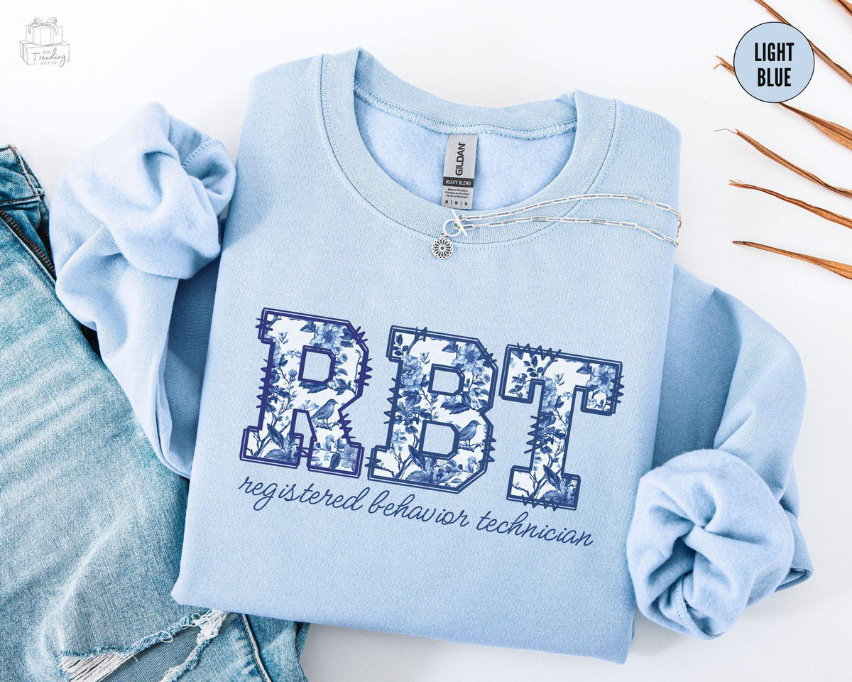 RBT Registered Behavior Technician Sweatshirt Floral Behavior Analyst Gift Toile Aba Therapist Sweater Chinoiserie RBT Graduation Gift Sweatshirt – Aesthetic Look · High-Quality Print