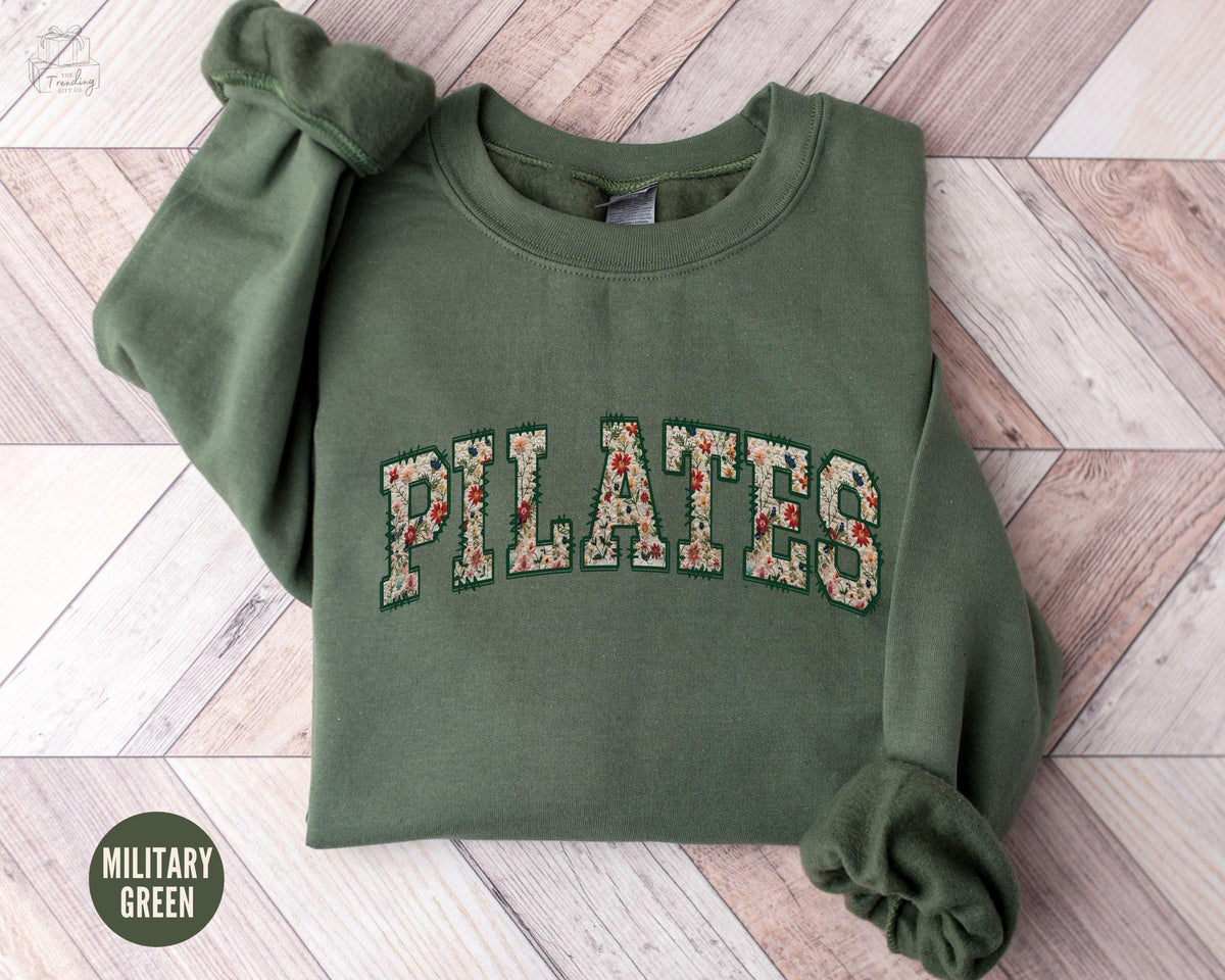 Pilates Sweatshirt Floral Pilate Instructor Gifts Retro Pilates Sweat Shirt Pilates Lover Sweater For Pilates Mom Pilates Coach Crewneck Sweatshirt – Bold Style · Perfect For Daily Wear