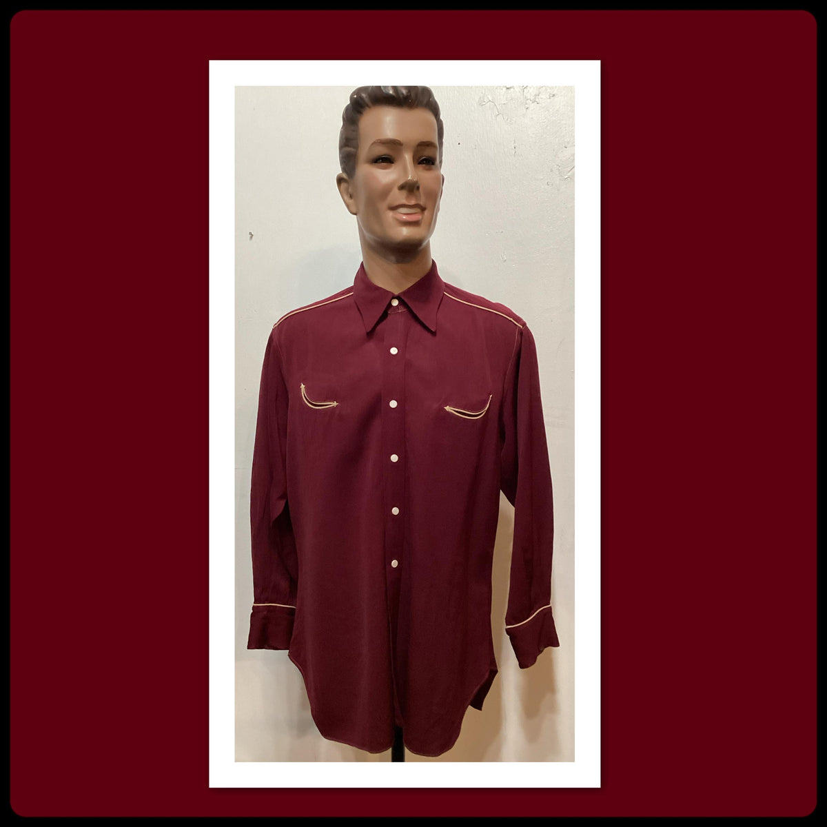 WS036 Vintage 194039s two tone gabardine western shirt by May Fair Size X large 33 17 12 Graphic Tee – Aesthetic Look · Trending Graphic Apparel