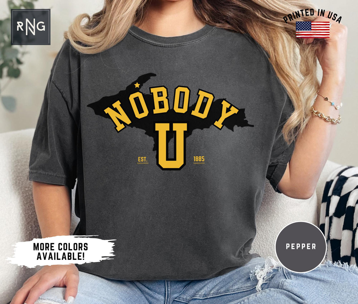 Nobody U Shirt Tech Gameday Shirt Michigan Nobody U Sports Apparel Michigan Sports Apparel Tech Alumni Shirt Tech Basketball Shirt Graphic Tee – Aesthetic Look · High-Quality Print