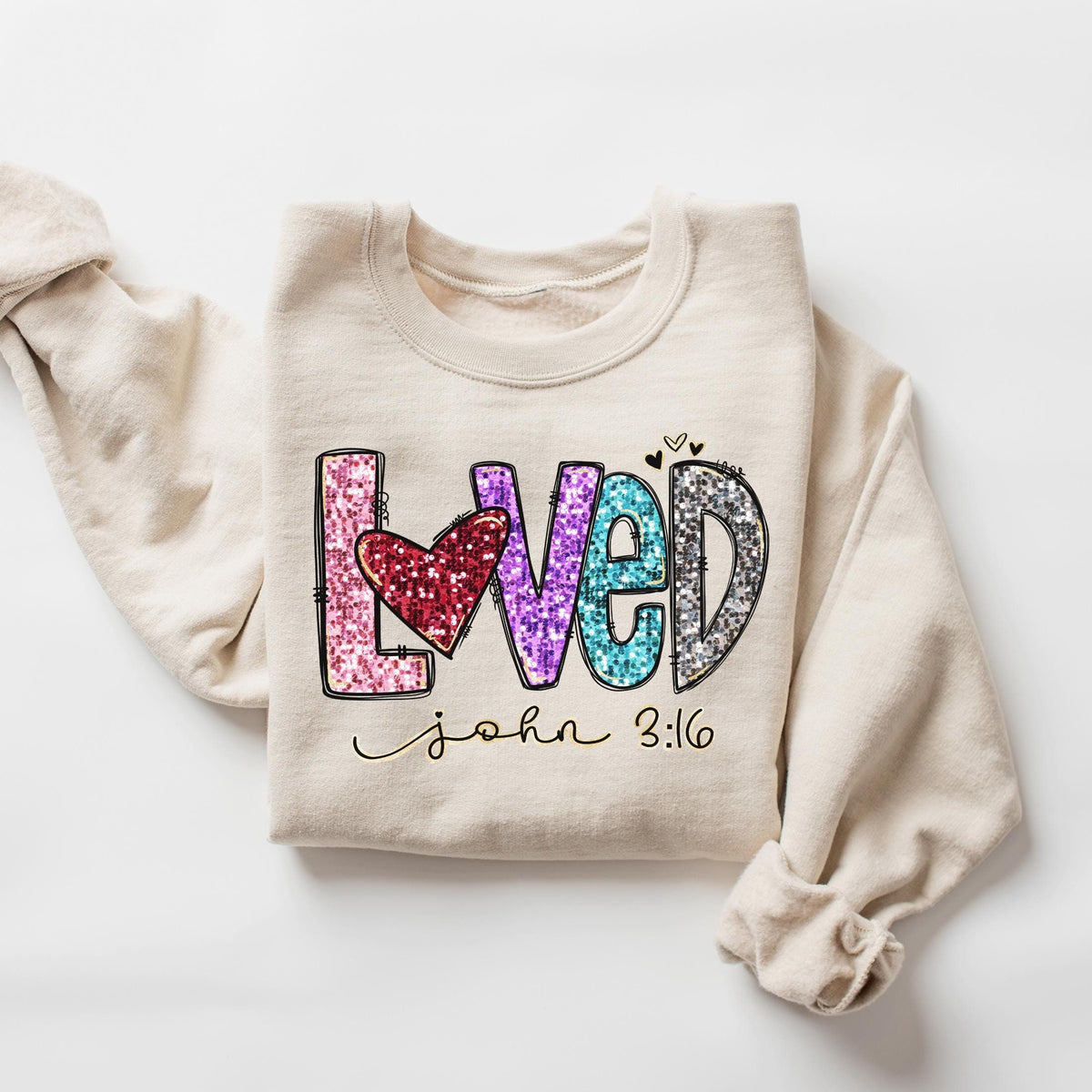 Faux Glitter Loved John 316 Sweatshirt Love Like Jesus Sweatshirt Religious Sweatshirt Christian Sweatshirt Jesus Sweatshirt Sweatshirt – Aesthetic Look · Must-Have Style