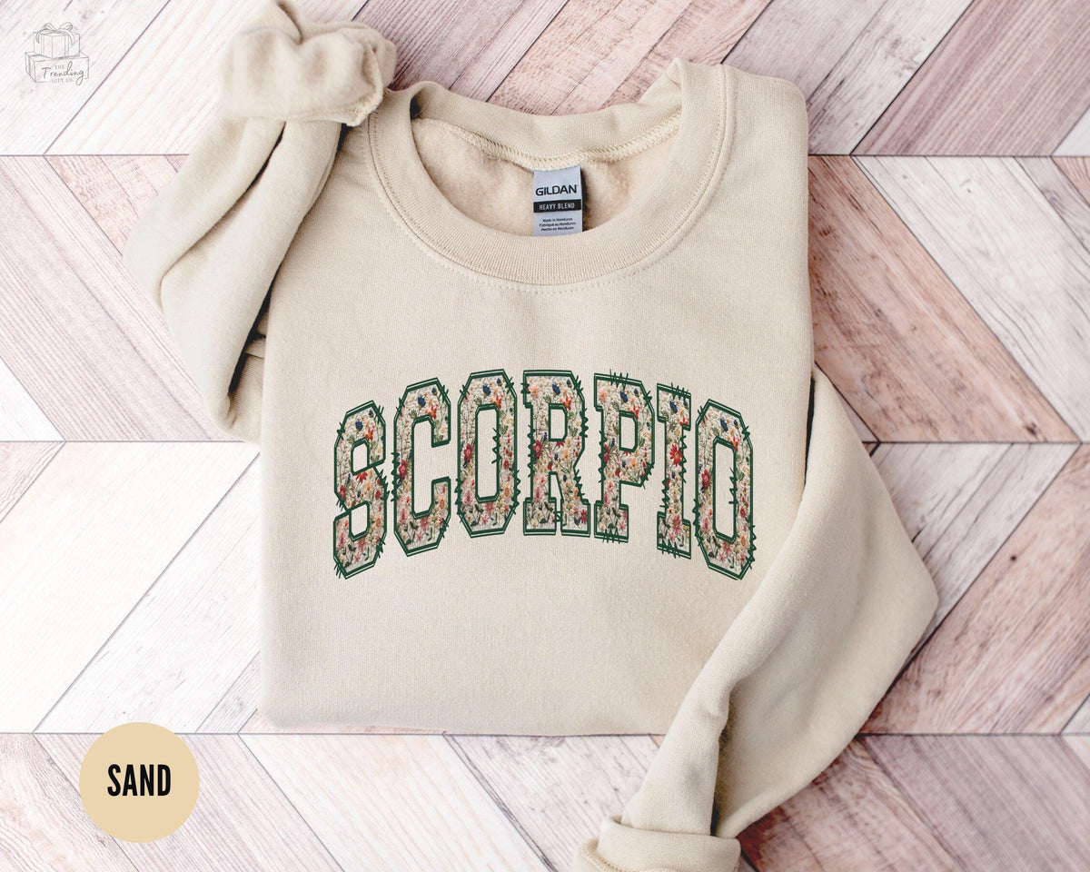 Scorpio Sweatshirt Floral Scorpio Zodiac Shirt Scorpio Gifts Astrology Sweatshirt October November Birthday Horoscope Shirt Sweatshirt – Premium Graphic · Great Gift For Fans