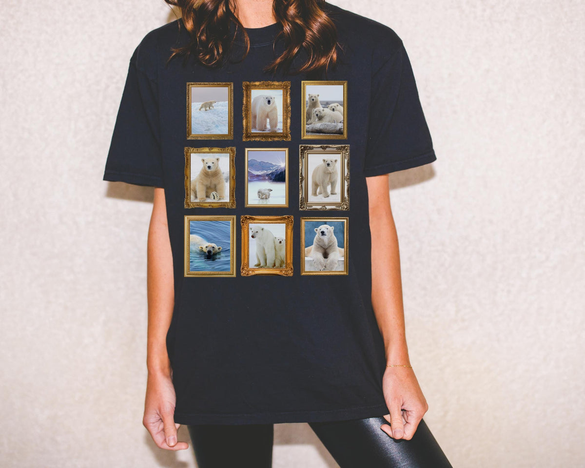 Polar Bear Photographs Framed on a Tee Shirt Silly Animal Lover TShirt with Bears in Snow Gift for Friend Who Loves Polar Bears and Snow Graphic Tee – Warm & Stylish · Must-Have Style