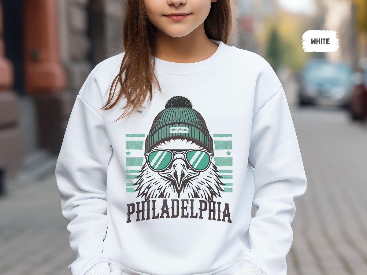 Philadelphia Football Sweatshirt Youth Kids Football Crewneck Eagle Fan Gift Boys Sports Apparel Girls Team Sweatshirt Sweatshirt – Aesthetic Look · High-Quality Print