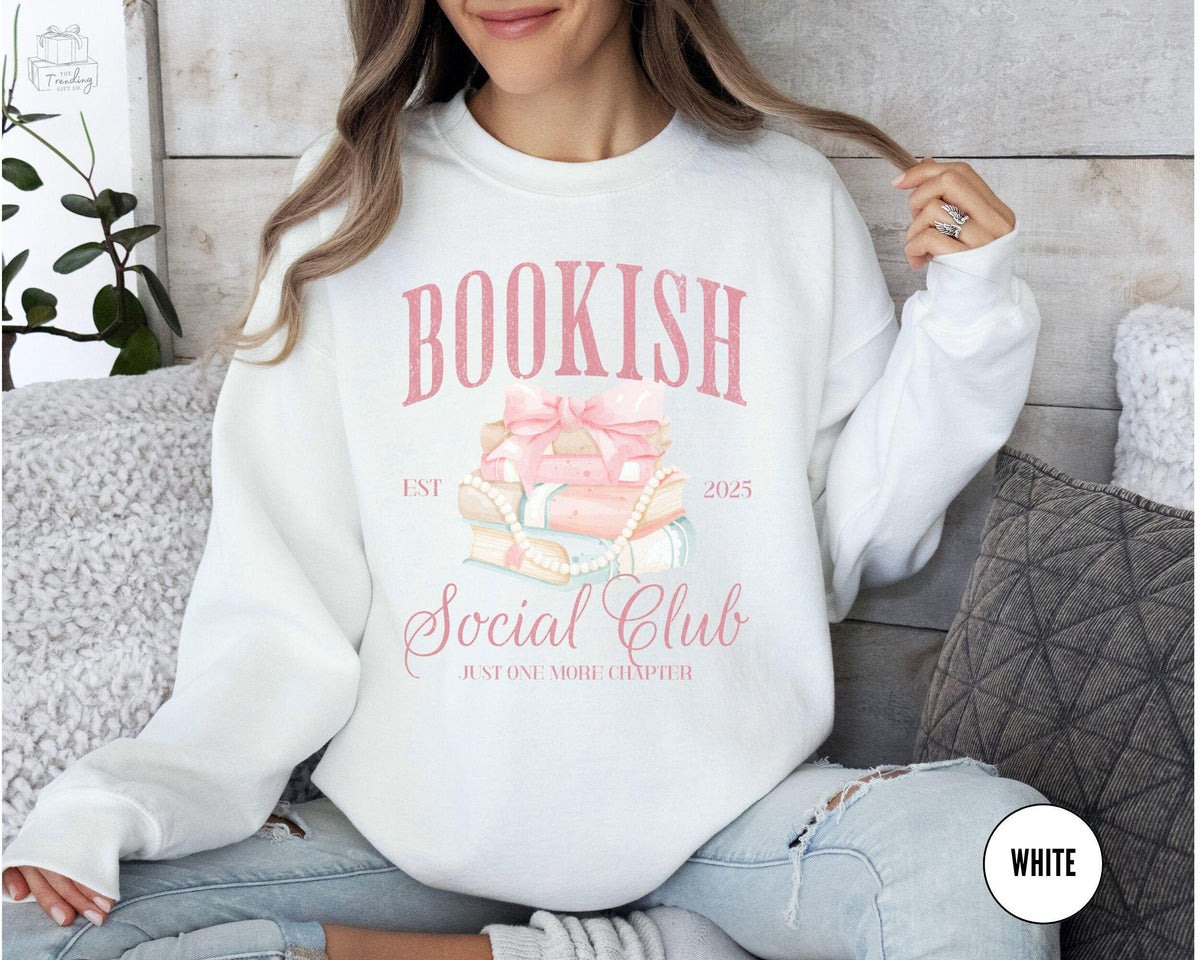 Bookish Book Lover Sweatshirt Coquette Reader Sweater Girly Social Club Crewneck Bookworm Shirt Gift for Book ClubBookish Valentine Sweatshirt – Everyday Comfort · High-Quality Print