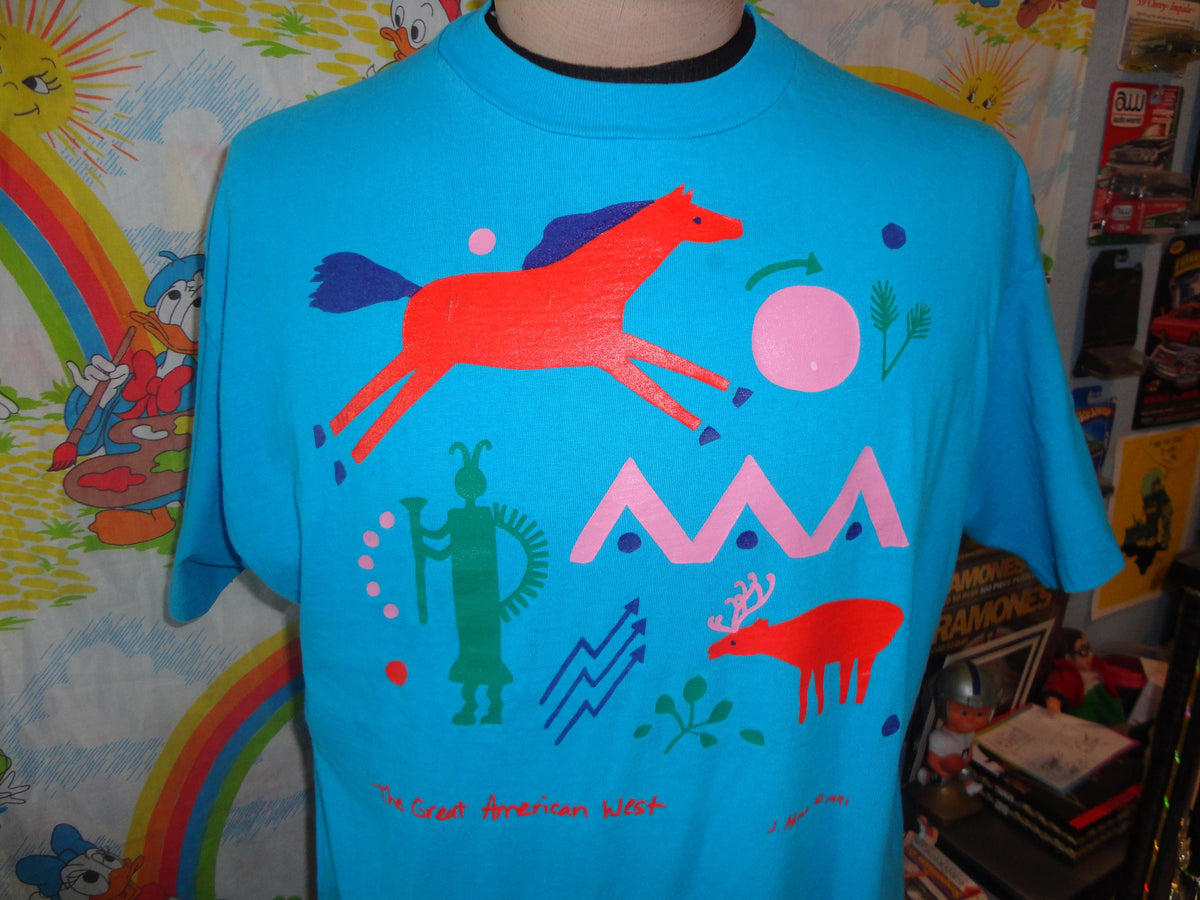 Vintage 9039s The Great American West J Adams Art Tee Native American 1991 T Shirt XL Graphic Tee – Bold Style · Great Gift For Fans
