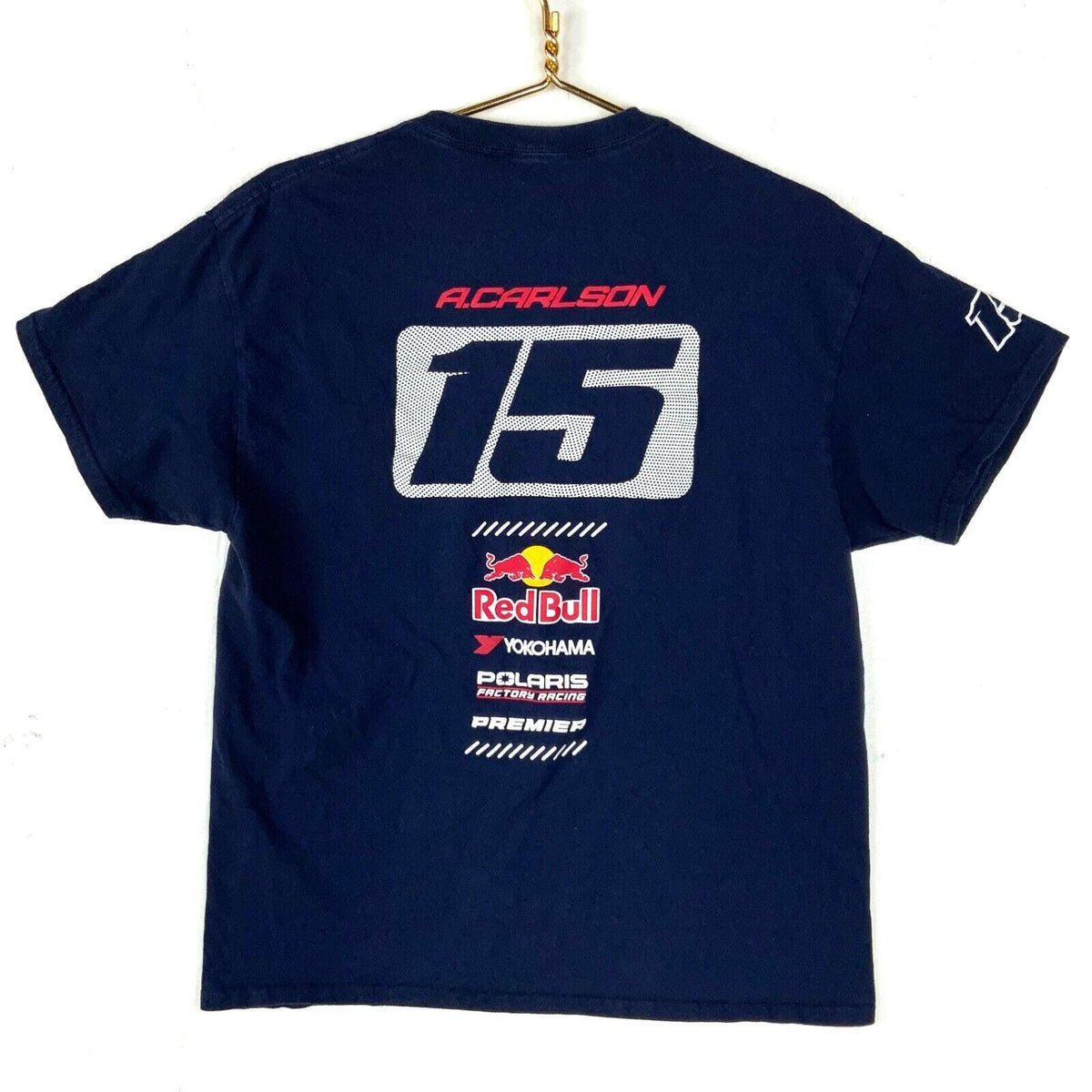 Redbull Rally Car Racing Tshirt Medium Blue Polaris Yokohama Andrew Carlson Graphic Tee – Fan Favorite · Top Pick For Any Outfit