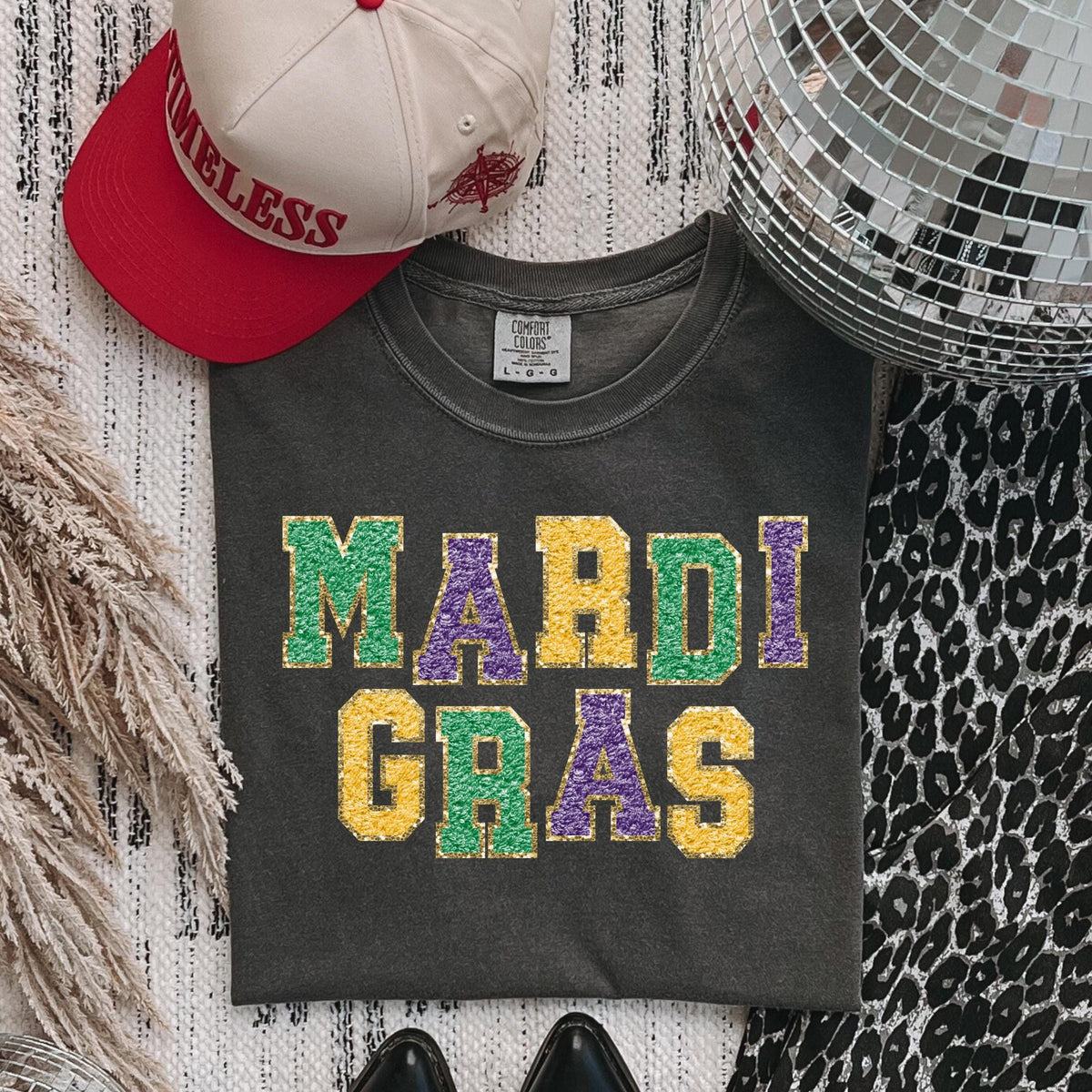 Faux Chenille Patch Mardi Gras Shirt Mardi Gras Tshirt Mardi Gras Shirt Fat Tuesday Shirt Fat Tuesday Tshirt Mardi Gras Party Graphic Tee – Aesthetic Look · Trending Graphic Apparel